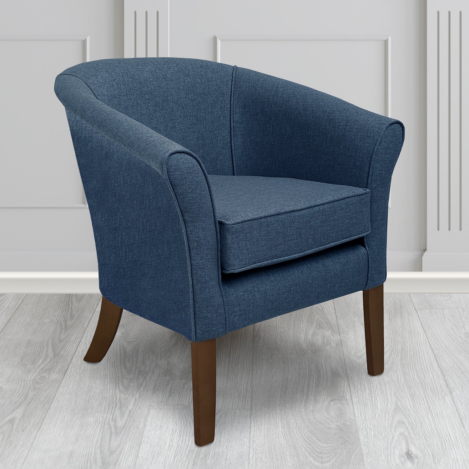 Aspen Tub Chair in Marna 105 Indigo Crib 5 Fabric - Antimicrobial, Stain Resistant & Waterproof - The Tub Chair Shop