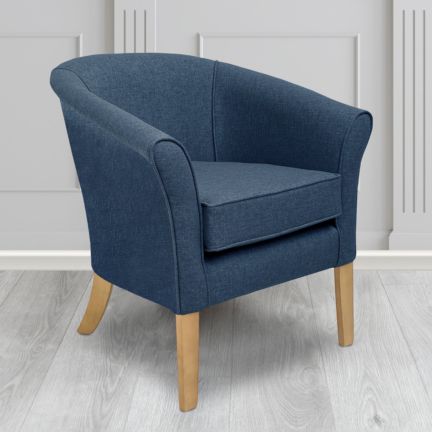 Aspen Tub Chair in Marna 105 Indigo Crib 5 Fabric - Antimicrobial, Stain Resistant & Waterproof - The Tub Chair Shop