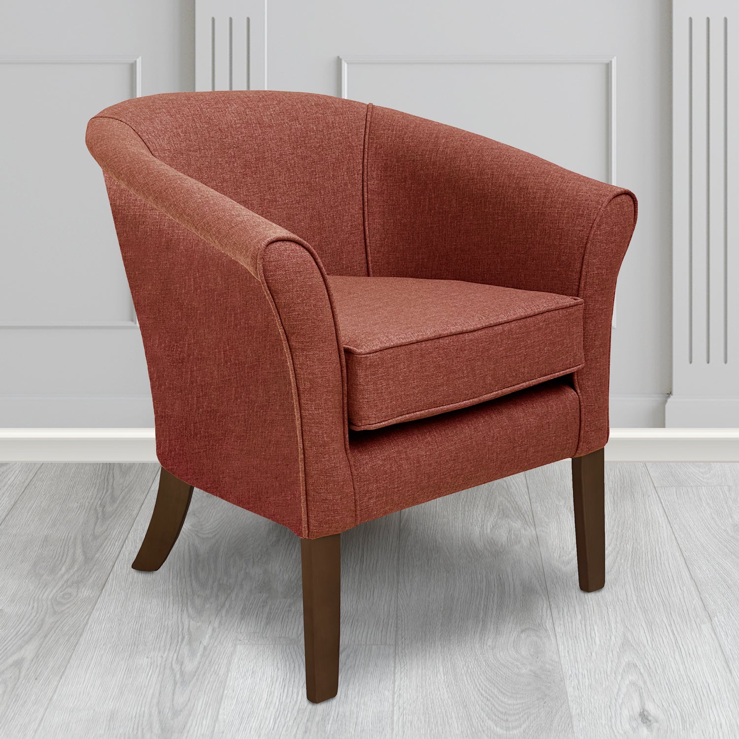 Aspen Tub Chair in Marna 408 Terracotta Crib 5 Fabric - Antimicrobial, Stain Resistant & Waterproof - The Tub Chair Shop