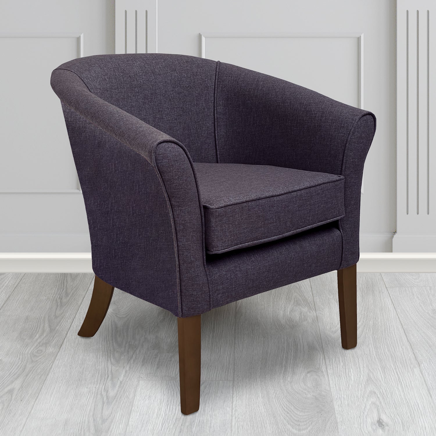 Aspen Tub Chair in Marna 481 Damson Crib 5 Fabric - Antimicrobial, Stain Resistant & Waterproof - The Tub Chair Shop