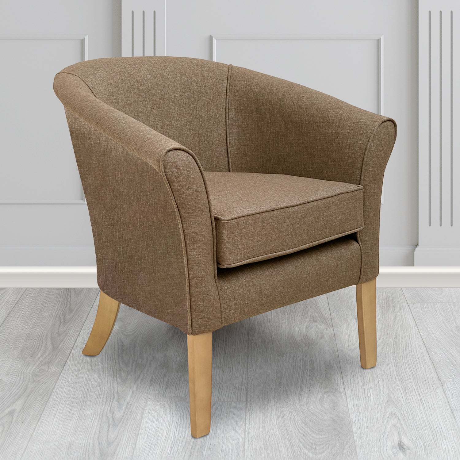 Aspen Tub Chair in Marna 770 Nutmeg Crib 5 Fabric - Antimicrobial, Stain Resistant & Waterproof - The Tub Chair Shop