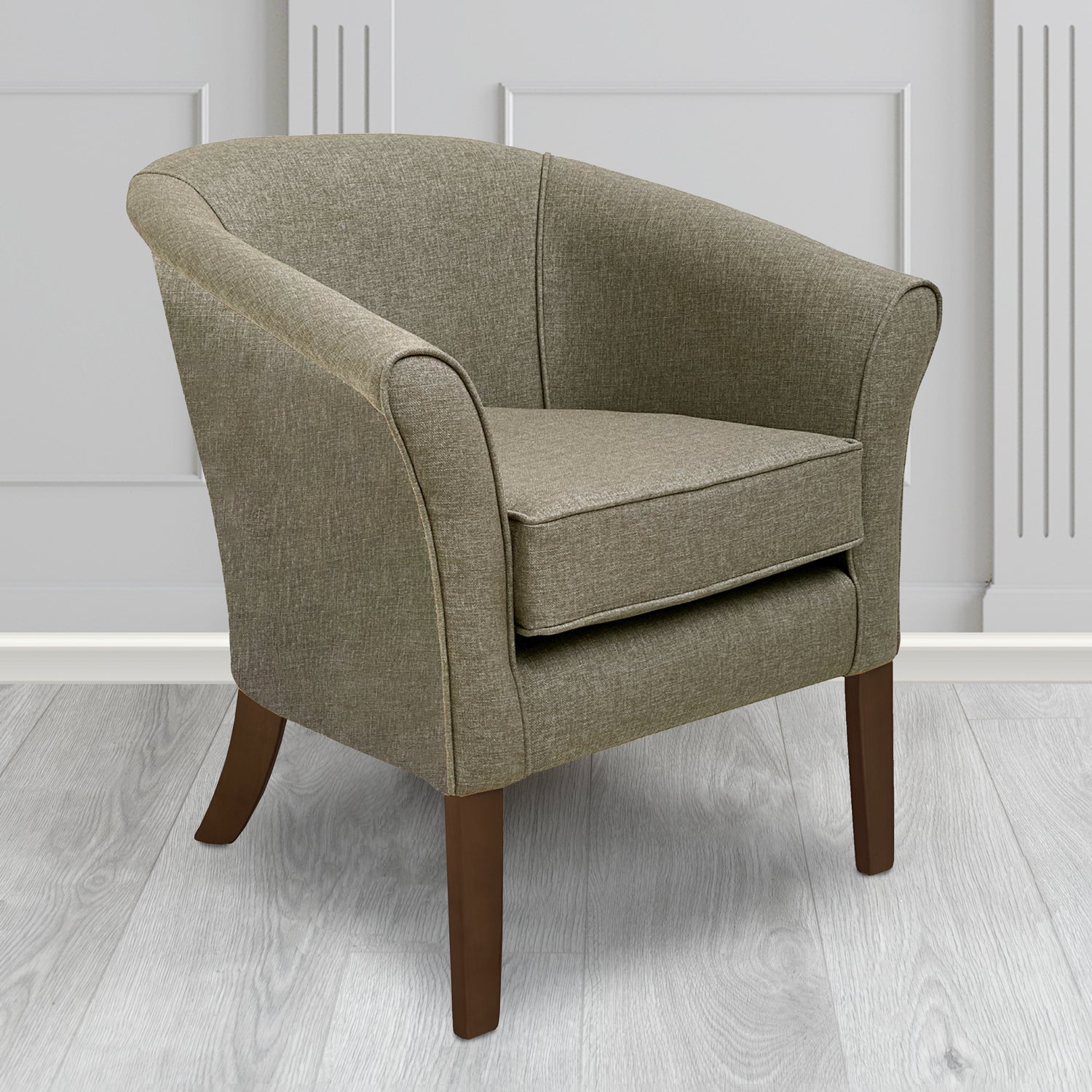 Aspen Tub Chair in Marna 835 Hessian Crib 5 Fabric - Antimicrobial, Stain Resistant & Waterproof - The Tub Chair Shop