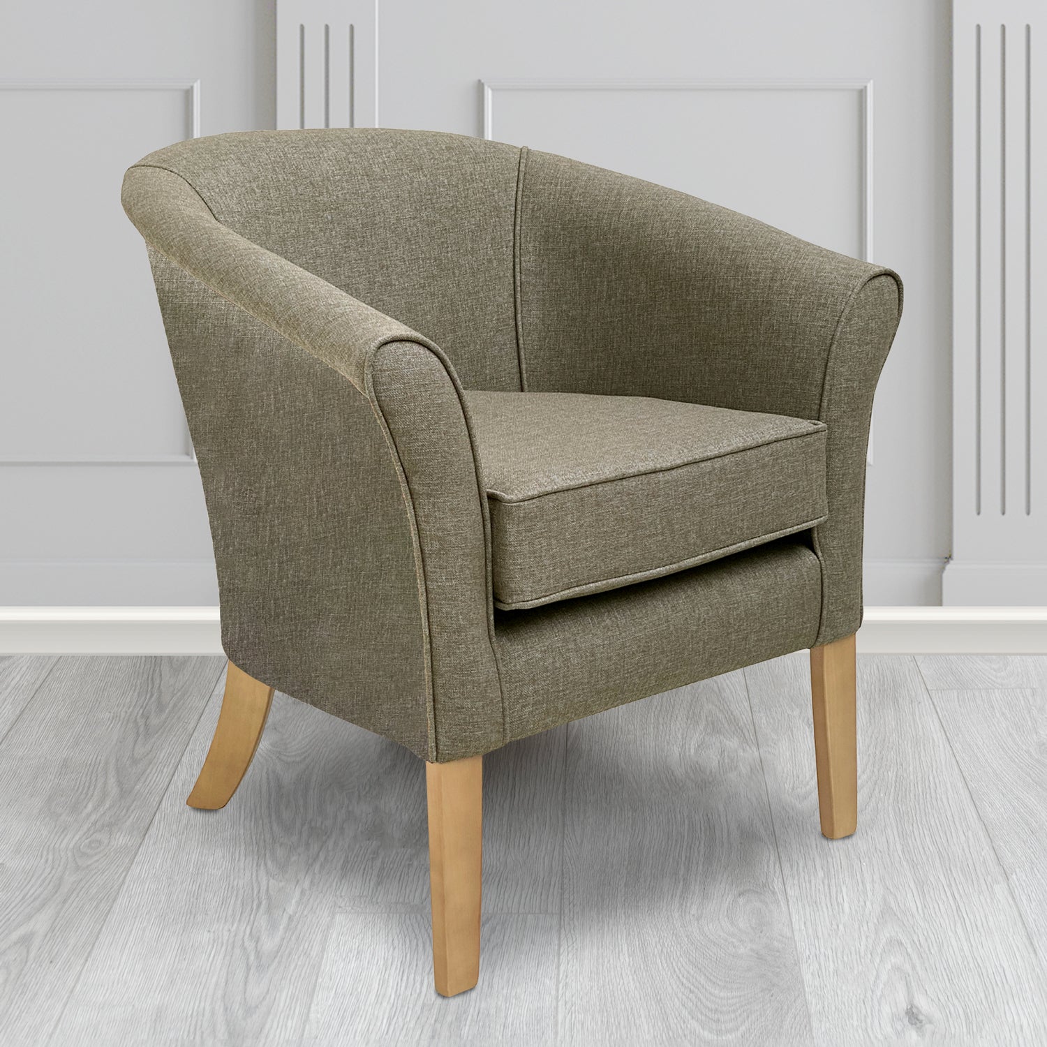 Aspen Tub Chair in Marna 835 Hessian Crib 5 Fabric - Antimicrobial, Stain Resistant & Waterproof - The Tub Chair Shop