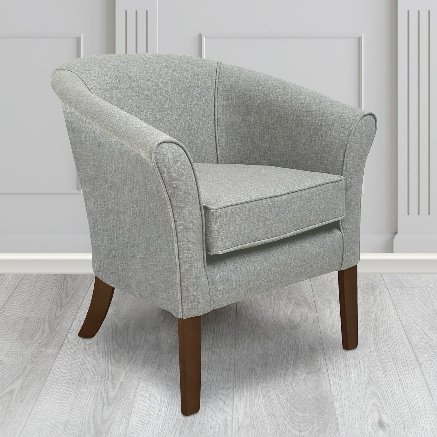 Aspen Tub Chair in Marna 901 Silver Crib 5 Fabric - Antimicrobial, Stain Resistant & Waterproof - The Tub Chair Shop