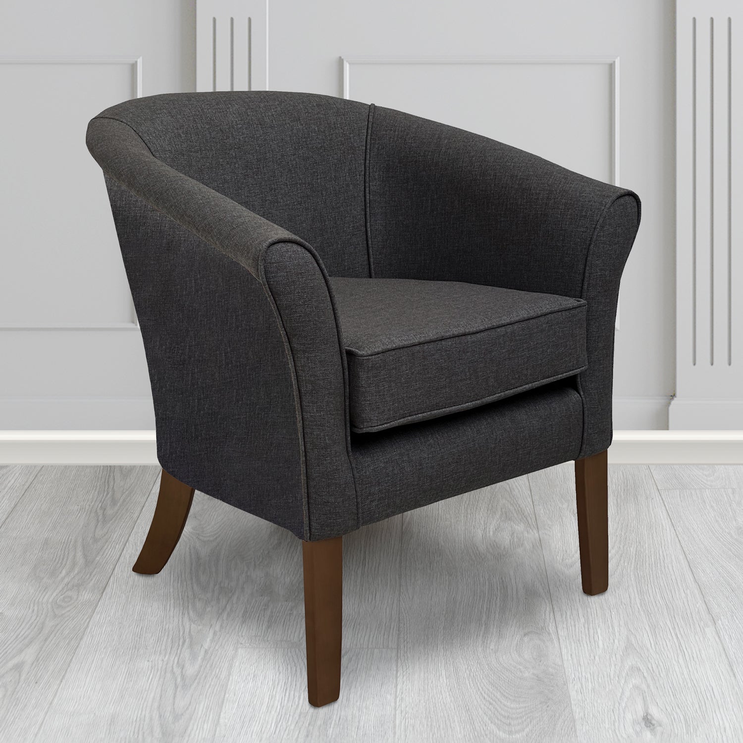 Aspen Tub Chair in Marna 903 Charcoal Crib 5 Fabric - Antimicrobial, Stain Resistant & Waterproof - The Tub Chair Shop