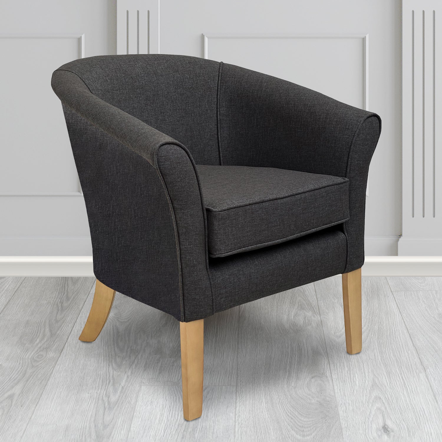 Aspen Tub Chair in Marna 903 Charcoal Crib 5 Fabric - Antimicrobial, Stain Resistant & Waterproof - The Tub Chair Shop