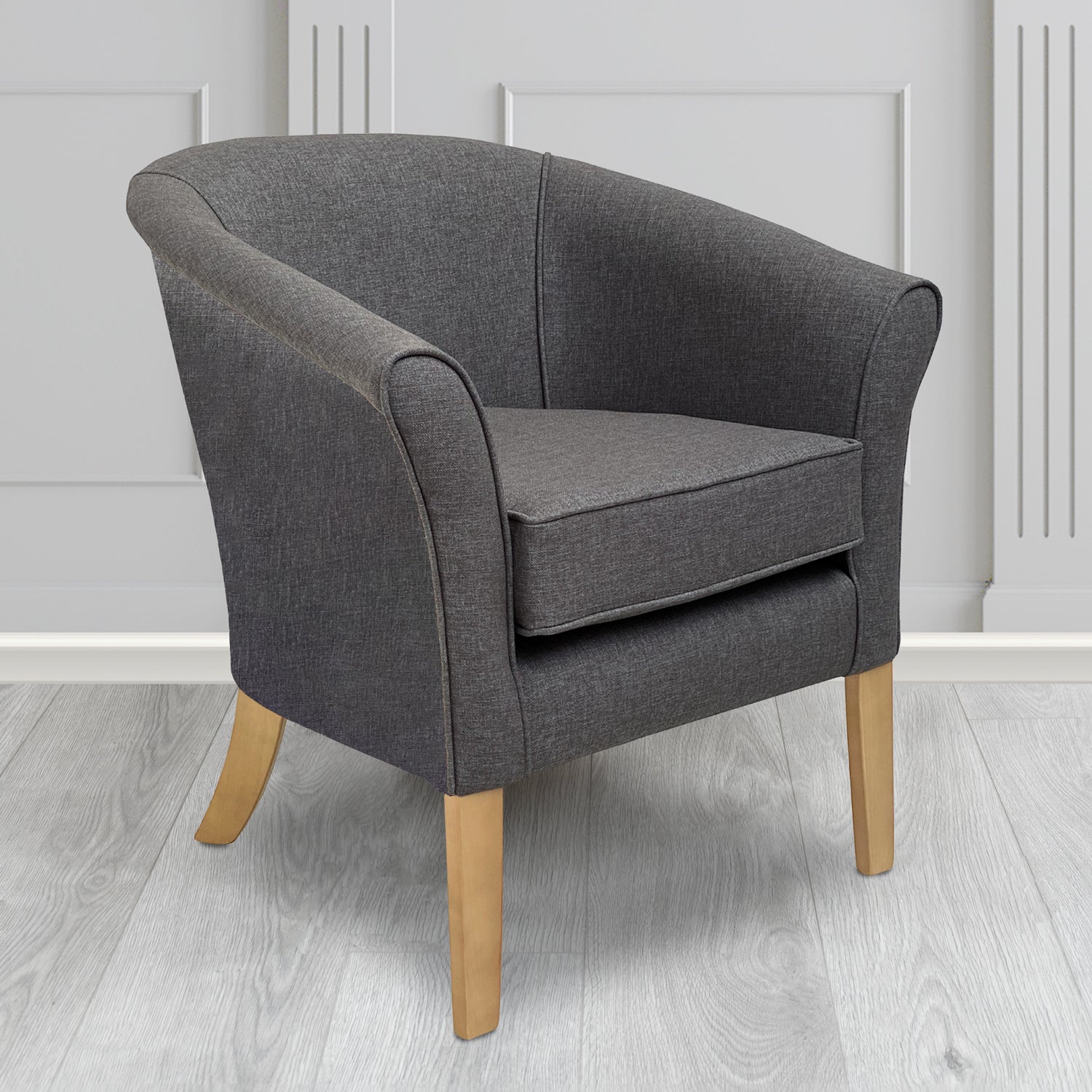 Aspen Tub Chair in Marna 954 Graphite Crib 5 Fabric - Antimicrobial, Stain Resistant & Waterproof - The Tub Chair Shop