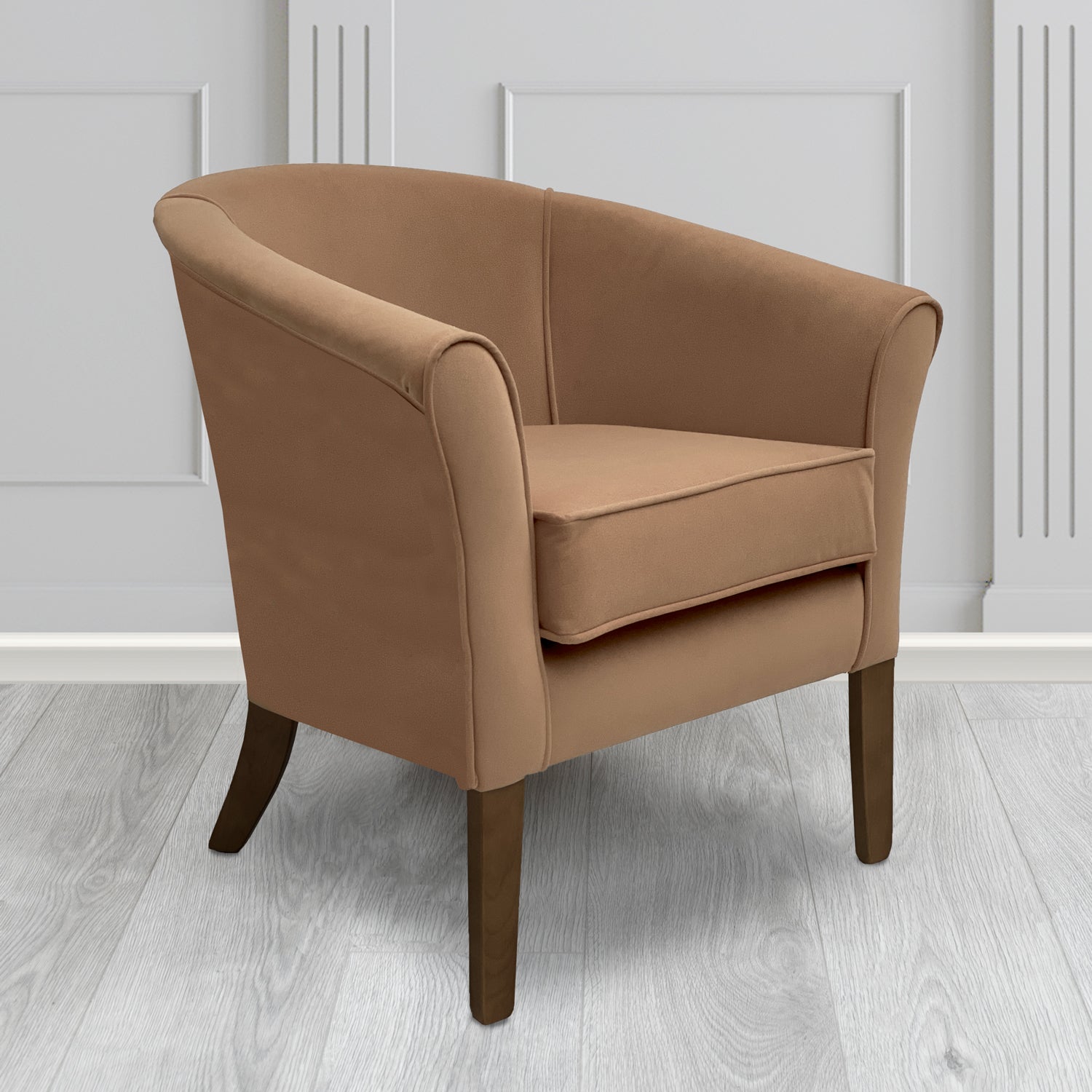 Aspen Tub Chair in Noble 806 Camel Crib 5 Velvet Fabric - Water Resistant - The Tub Chair Shop