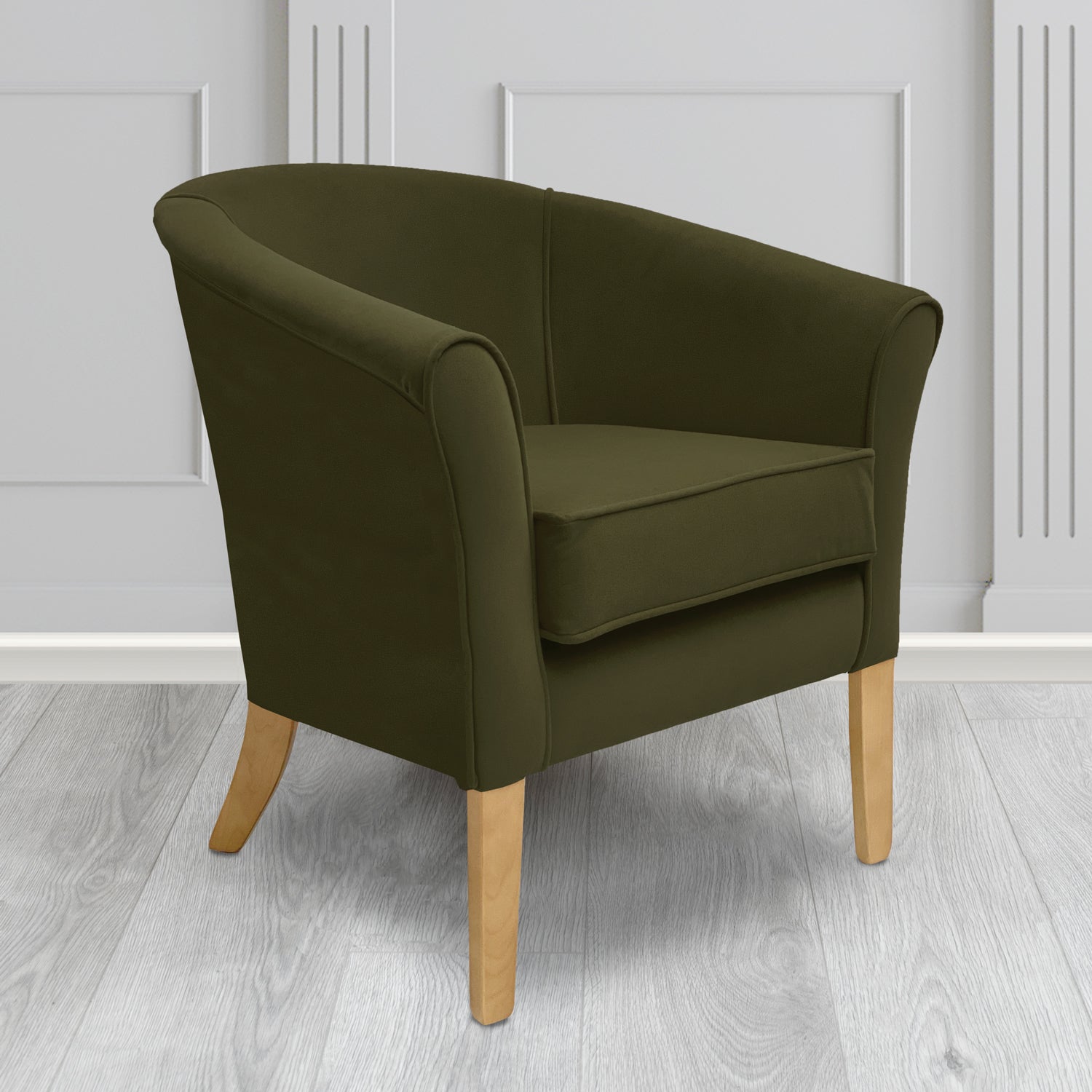 Aspen Tub Chair in Noble 204 Moss Crib 5 Velvet Fabric - Water Resistant - The Tub Chair Shop