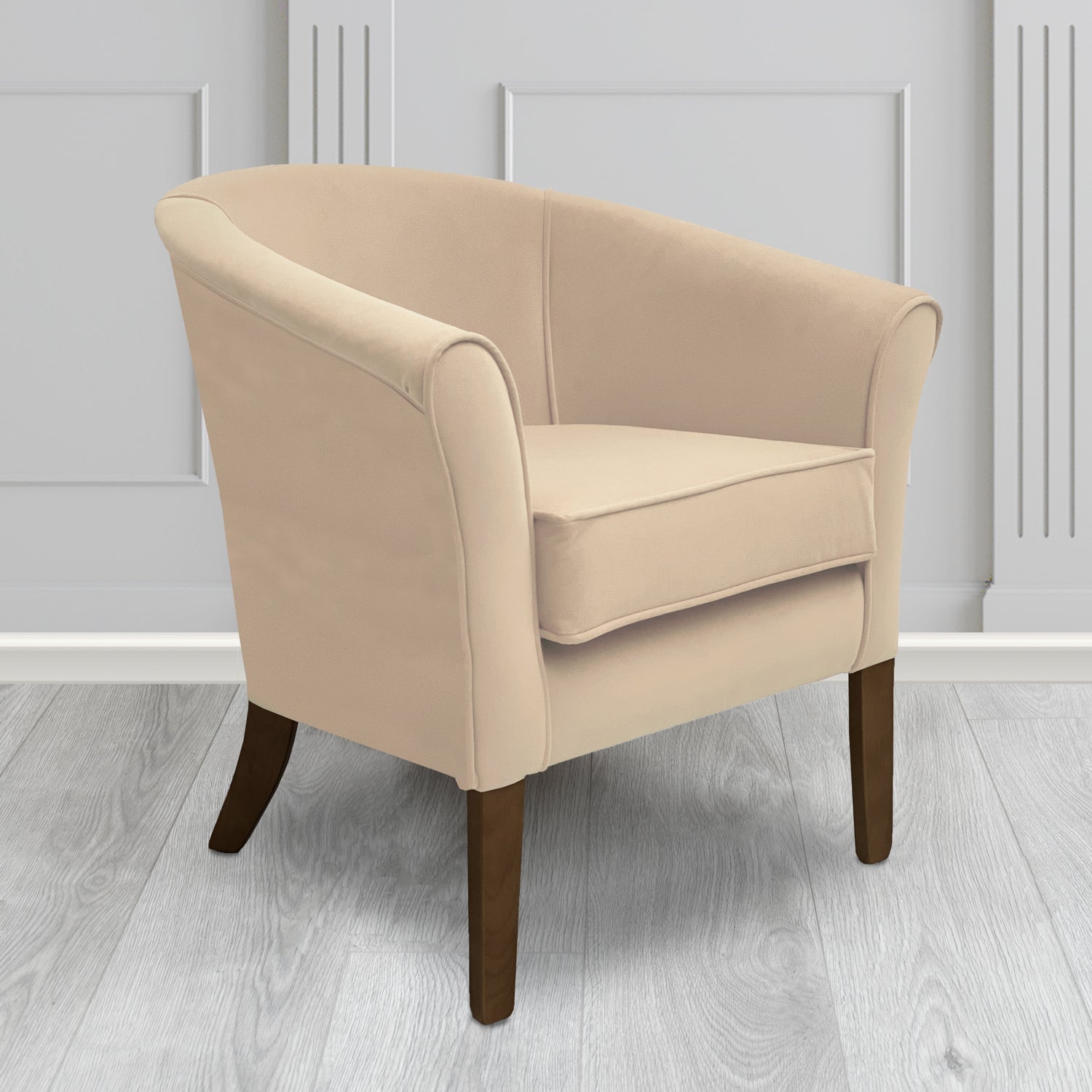 Aspen Tub Chair in Noble 837 Stone Crib 5 Velvet Fabric - Water Resistant - The Tub Chair Shop