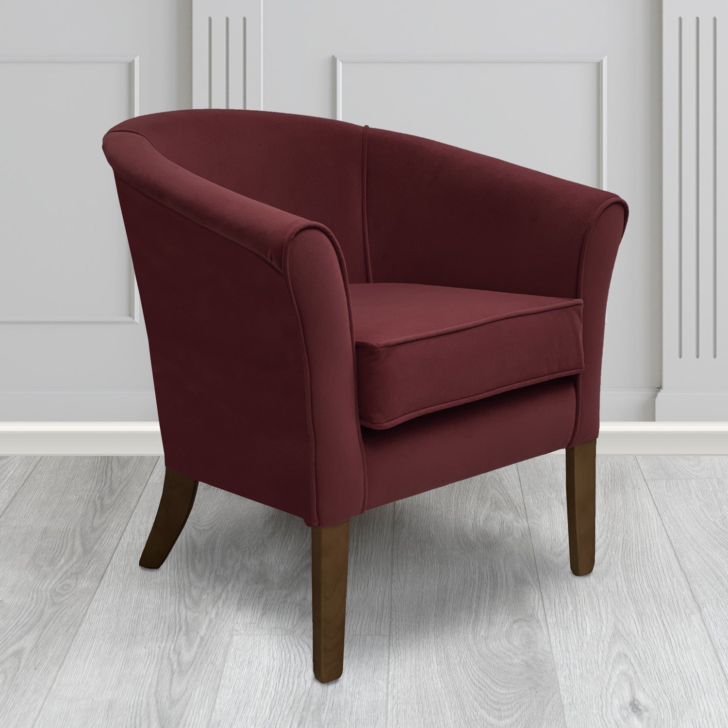 Aspen Tub Chair in Noble 414 Wine Crib 5 Velvet Fabric - Water Resistant - The Tub Chair Shop