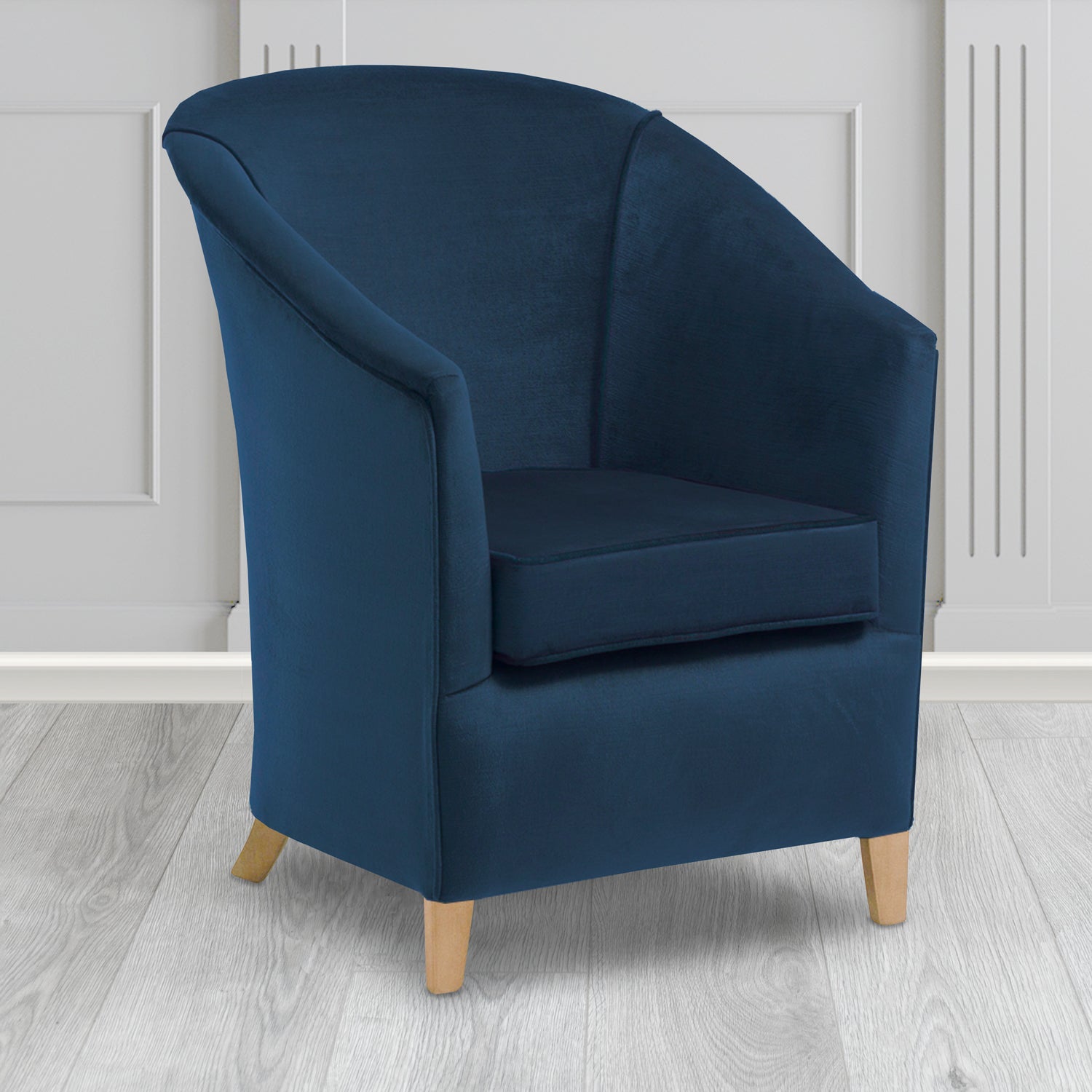 Bolton Tub Chair in Noble 133 Sapphire Crib 5 Velvet Fabric - Water Resistant - The Tub Chair Shop