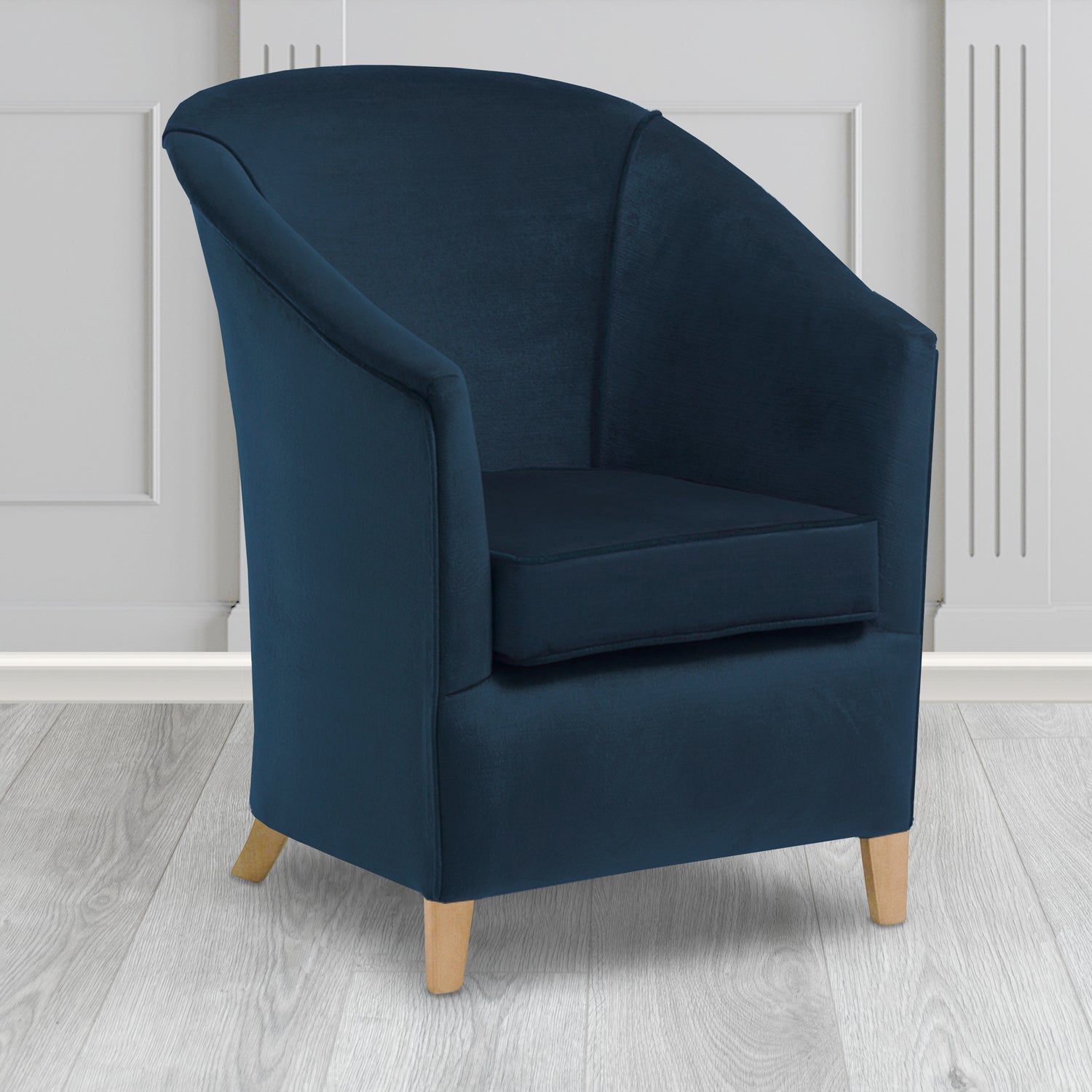 Bolton Tub Chair in Noble 192 Ink Crib 5 Velvet Fabric - Water Resistant - The Tub Chair Shop