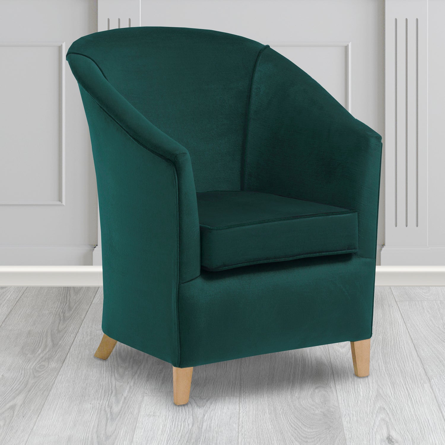 Bolton Tub Chair in Noble 203 Emerald Crib 5 Velvet Fabric - Water Resistant - The Tub Chair Shop