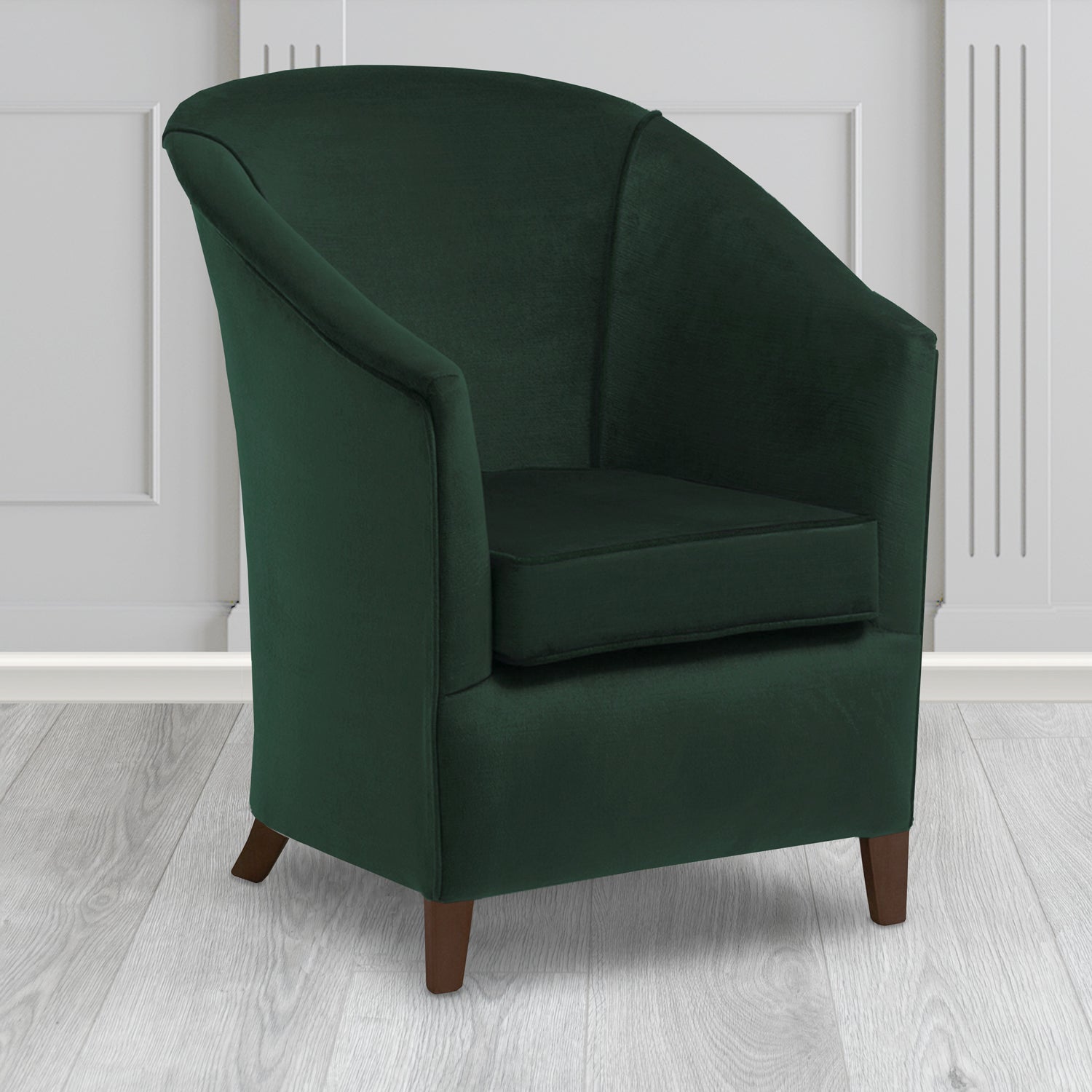 Bolton Tub Chair in Noble 228 Bottle Green Crib 5 Velvet Fabric - Water Resistant - The Tub Chair Shop