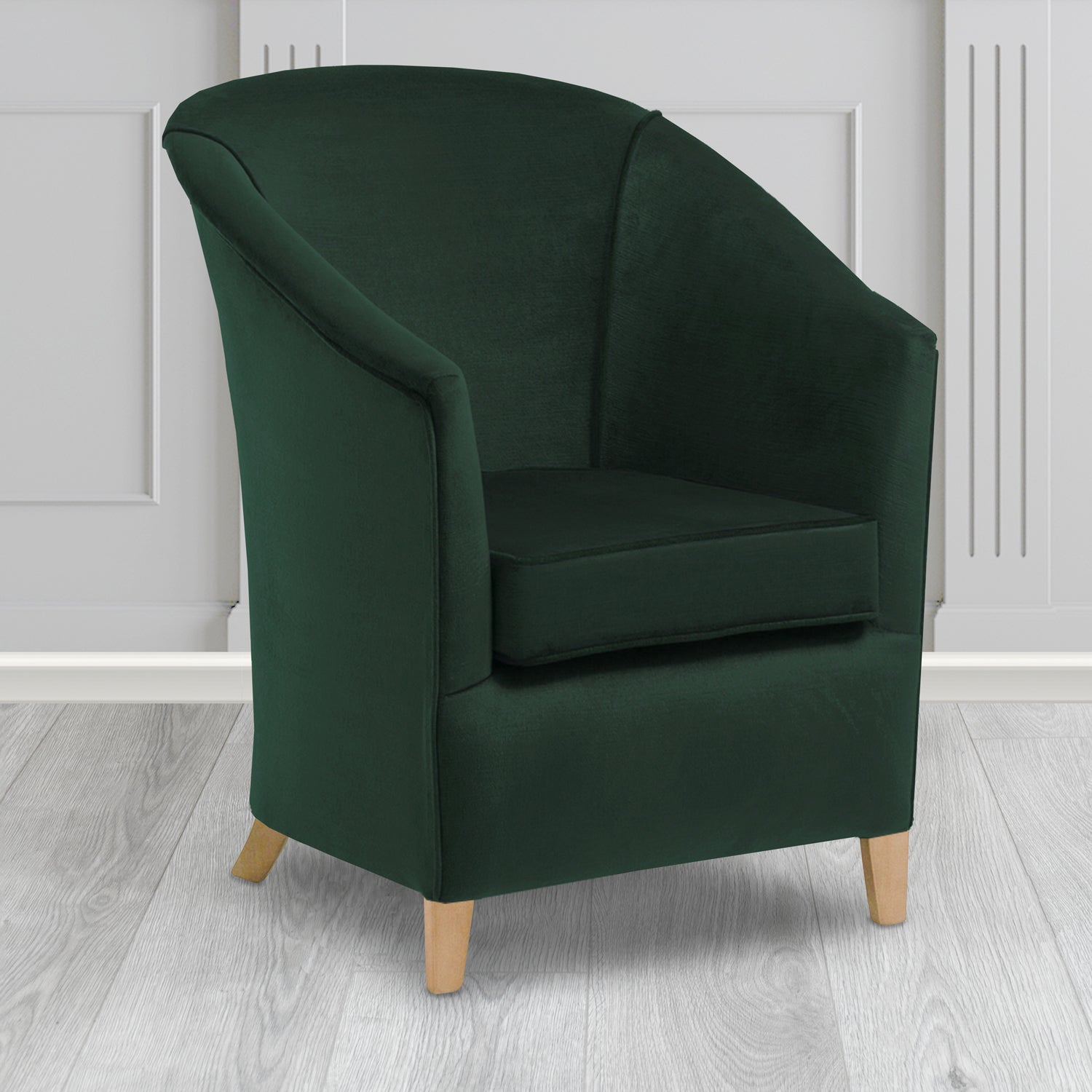 Bolton Tub Chair in Noble 228 Bottle Green Crib 5 Velvet Fabric - Water Resistant - The Tub Chair Shop