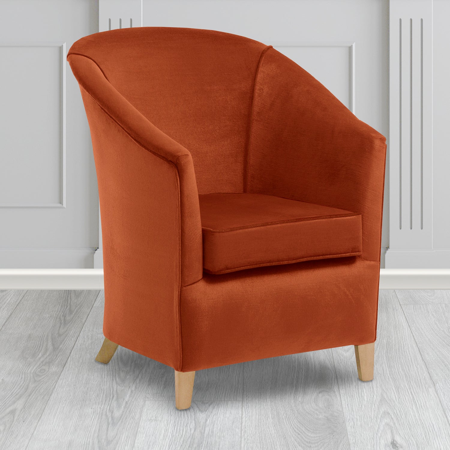 Bolton Tub Chair in Noble 404 Henna Crib 5 Velvet Fabric - Water Resistant - The Tub Chair Shop