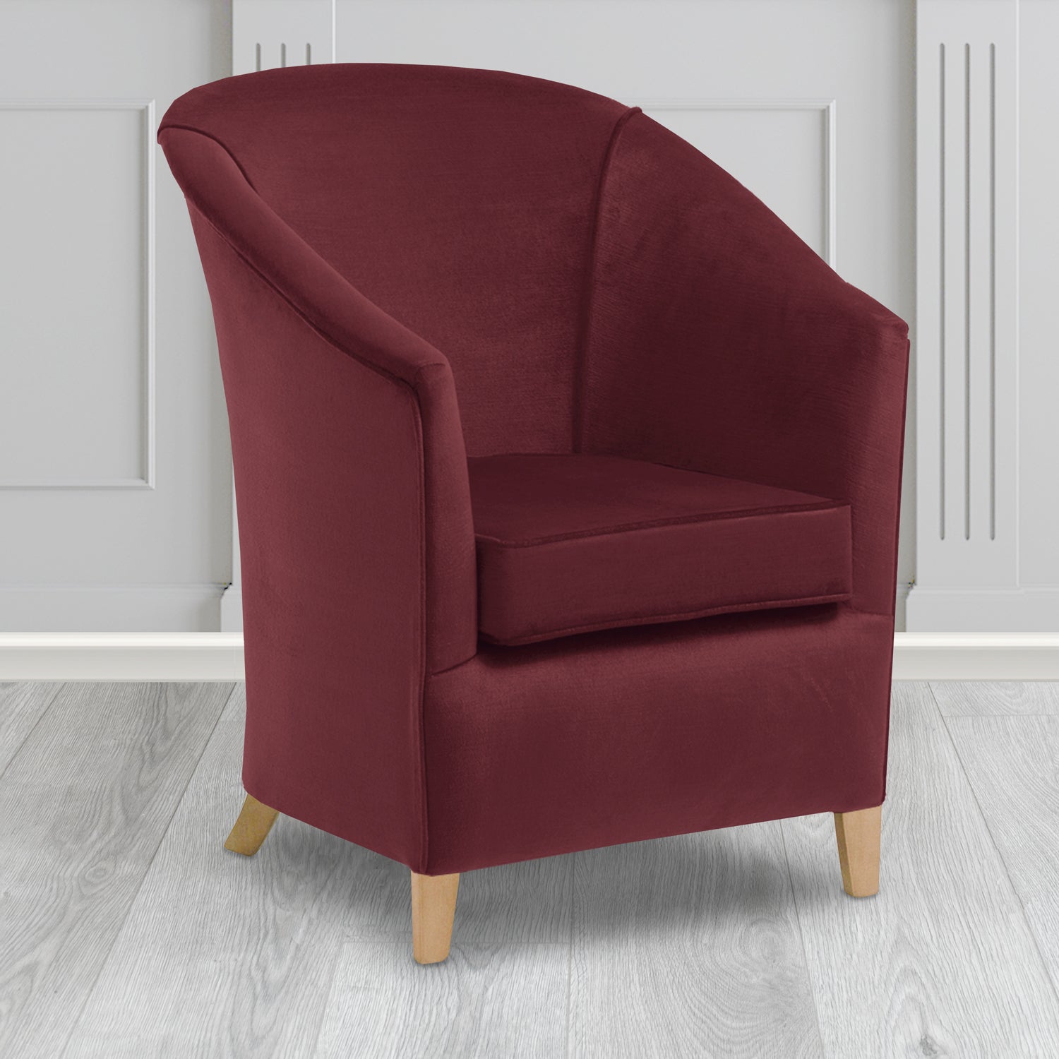 Bolton Tub Chair in Noble 414 Wine Crib 5 Velvet Fabric - Water Resistant - The Tub Chair Shop