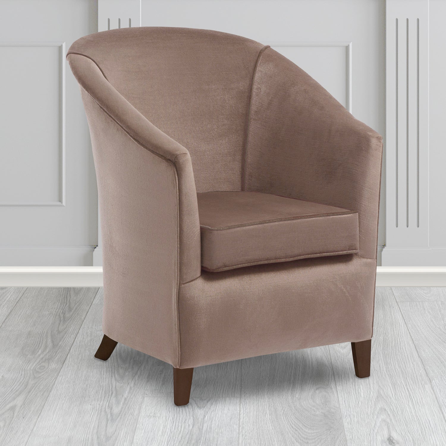 Bolton Tub Chair in Noble 708 Truffle Crib 5 Velvet Fabric - Water Resistant - The Tub Chair Shop