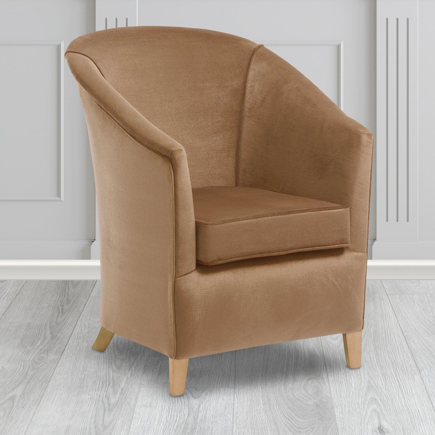 Bolton Tub Chair in Noble 806 Camel Crib 5 Velvet Fabric - Water Resistant - The Tub Chair Shop