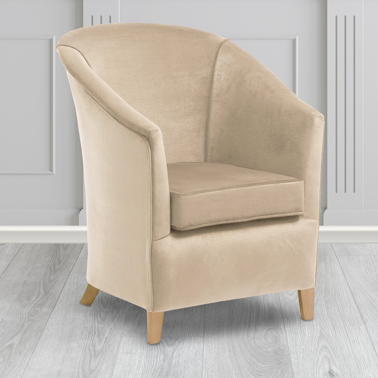 Bolton Tub Chair in Noble 837 Stone Crib 5 Velvet Fabric - Water Resistant - The Tub Chair Shop