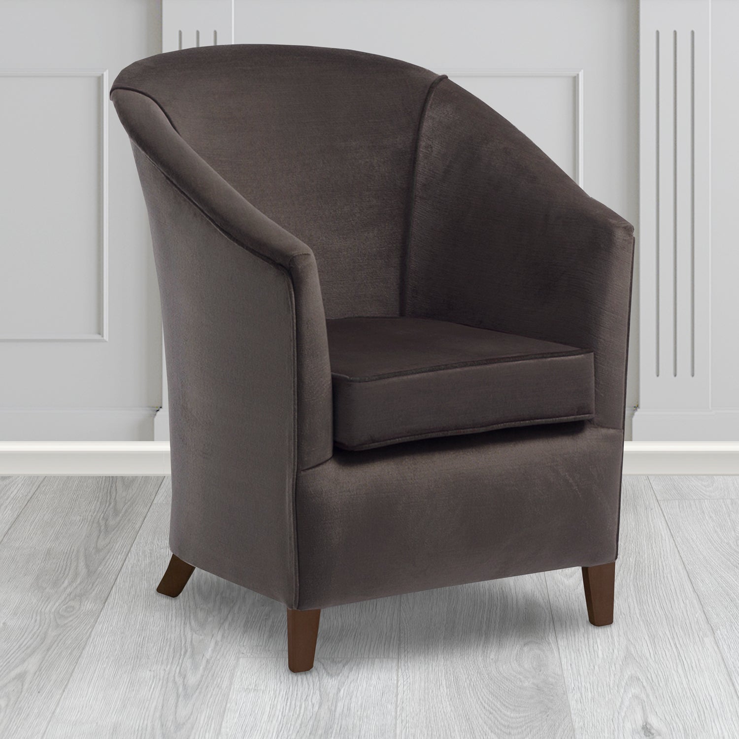 Bolton Tub Chair in Noble 903 Charcoal Crib 5 Velvet Fabric - Water Resistant - The Tub Chair Shop
