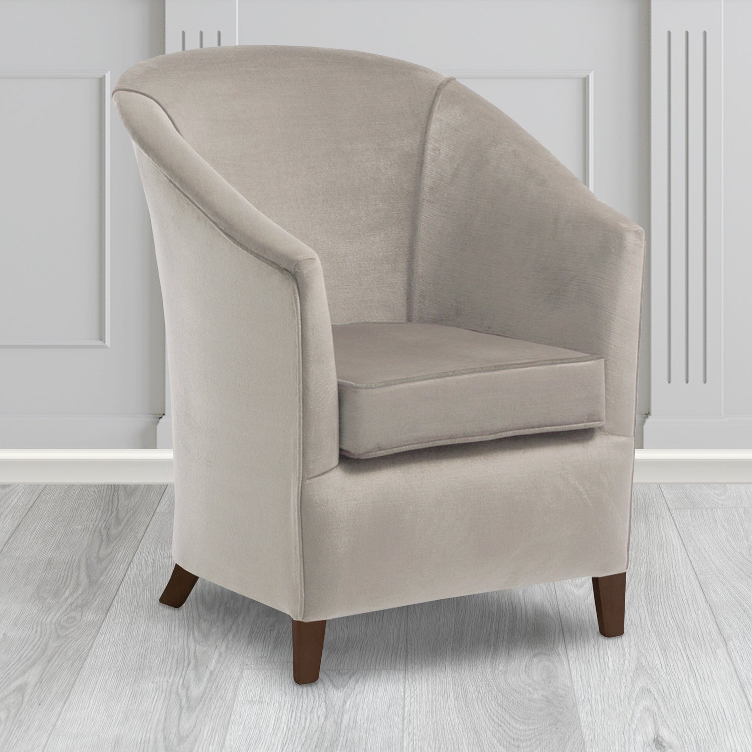 Bolton Tub Chair in Noble 952 Platinum Crib 5 Velvet Fabric - Water Resistant - The Tub Chair Shop