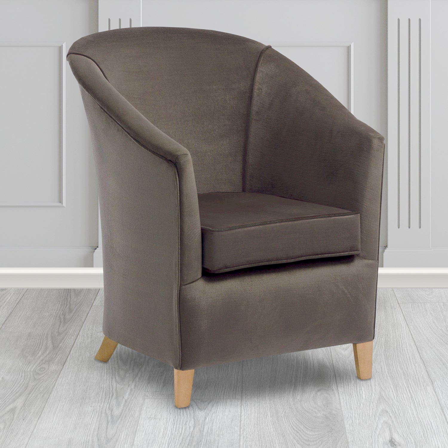 Bolton Tub Chair in Noble 956 Lead Crib 5 Velvet Fabric - Water Resistant - The Tub Chair Shop