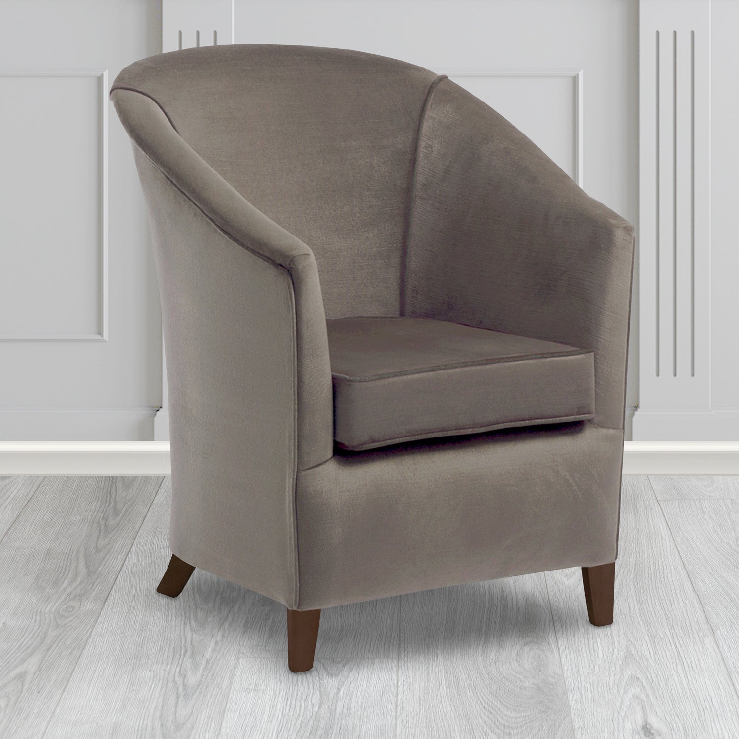 Bolton Tub Chair in Noble 971 Nickel Crib 5 Velvet Fabric - Water Resistant - The Tub Chair Shop