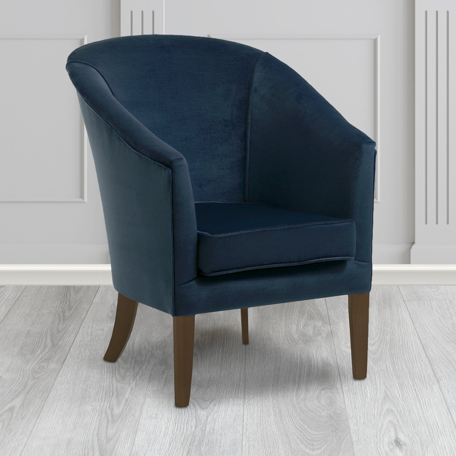 Burton Tub Chair in Noble 192 Ink Crib 5 Velvet Fabric - Water Resistant - The Tub Chair Shop