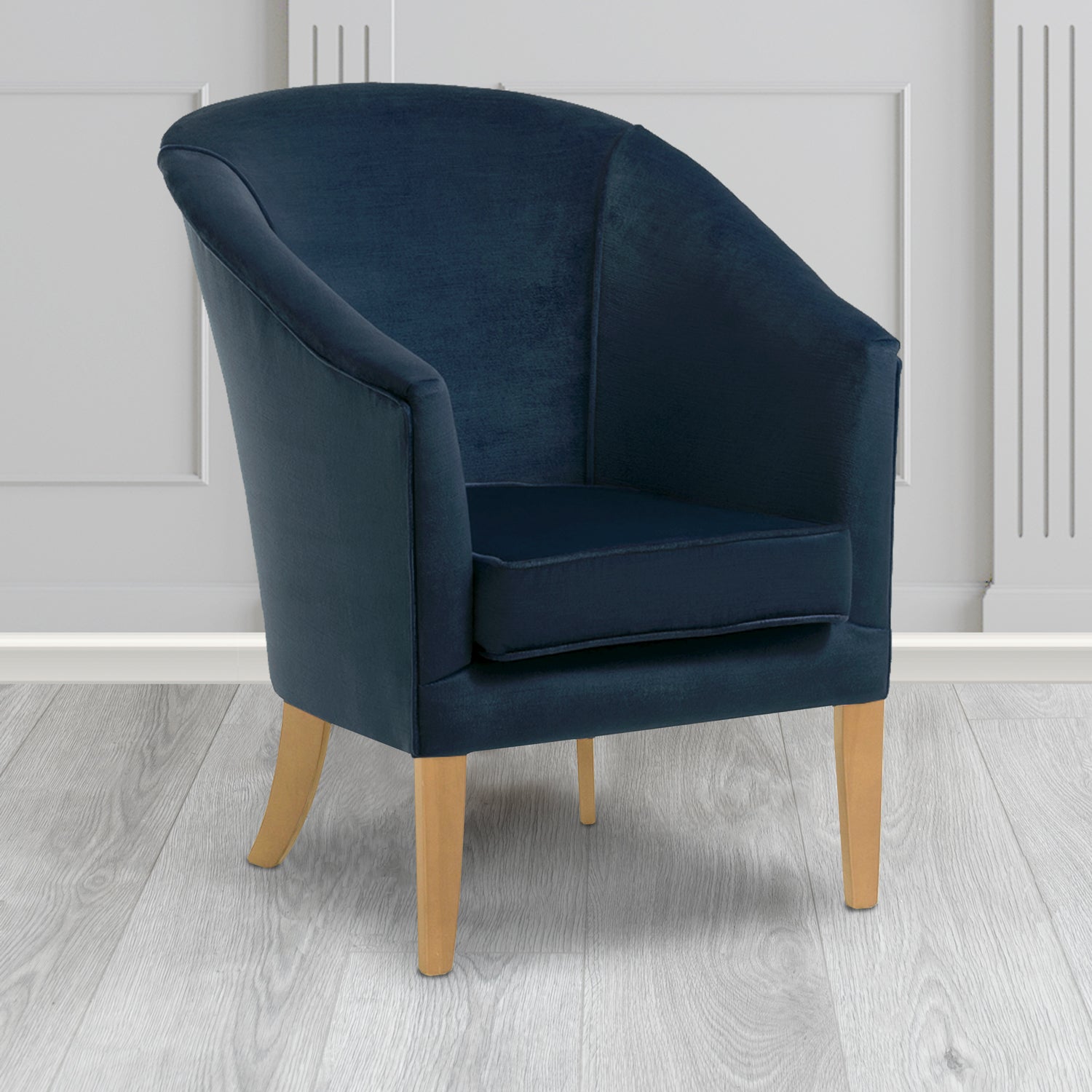Burton Tub Chair in Noble 192 Ink Crib 5 Velvet Fabric - Water Resistant - The Tub Chair Shop