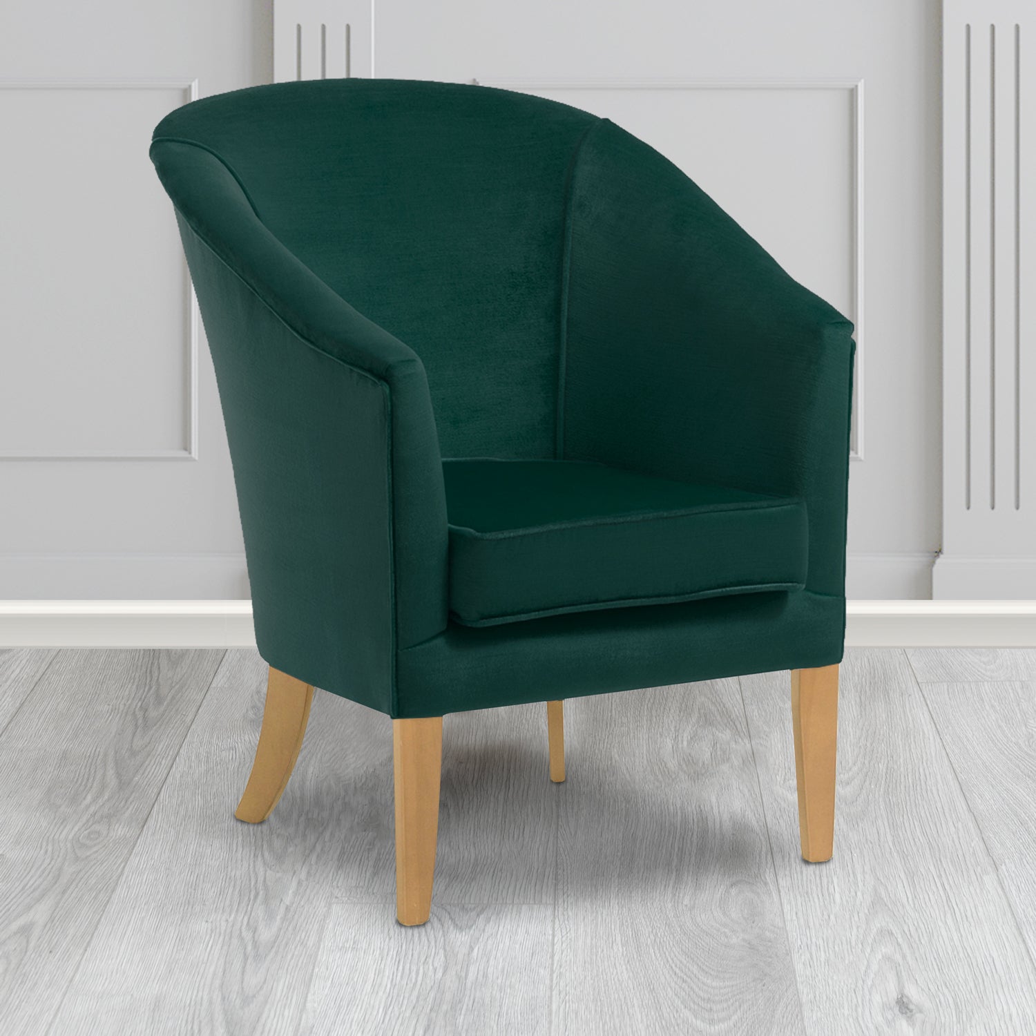 Burton Tub Chair in Noble 203 Emerald Crib 5 Velvet Fabric - Water Resistant - The Tub Chair Shop