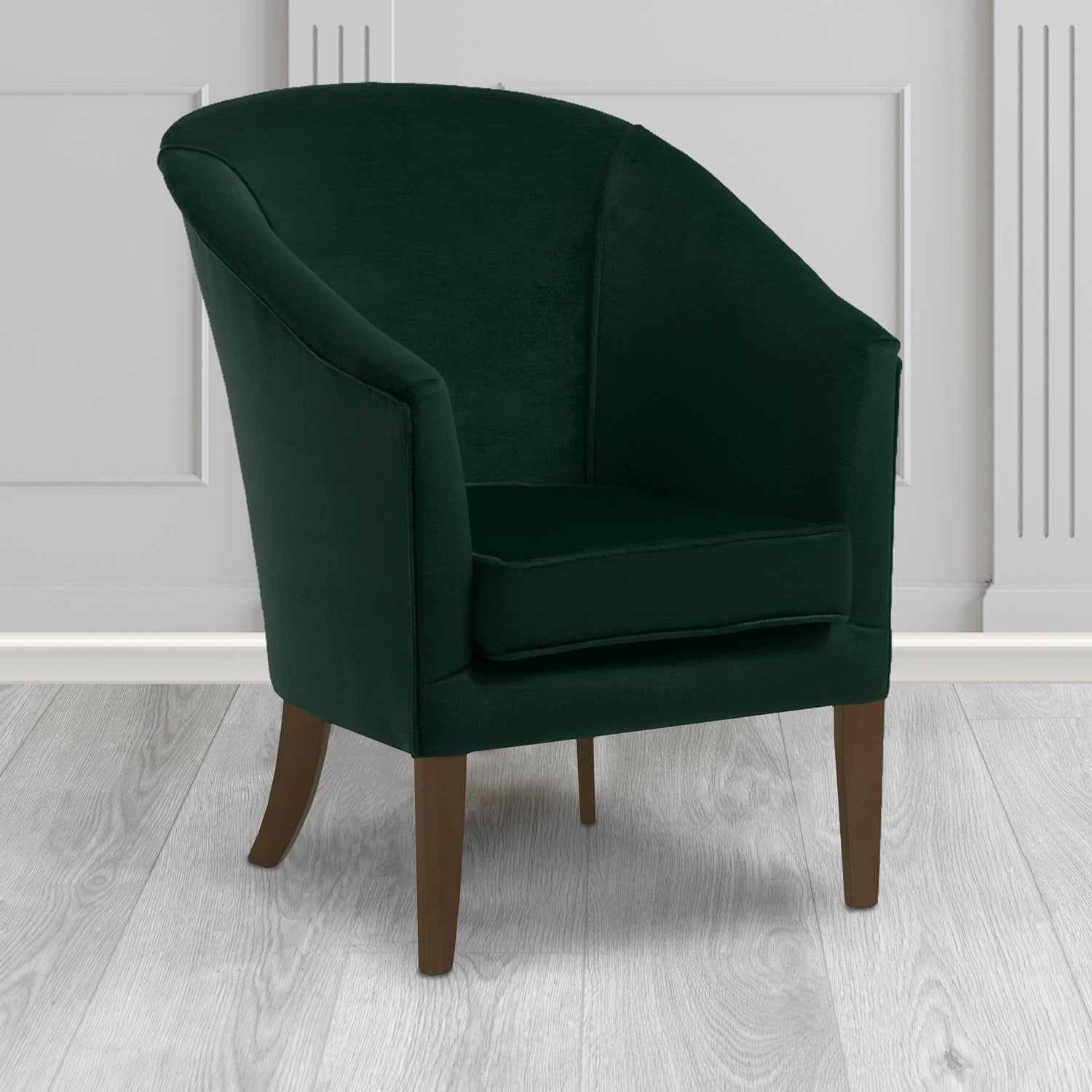 Burton Tub Chair in Noble 228 Bottle Green Crib 5 Velvet Fabric - Water Resistant - The Tub Chair Shop