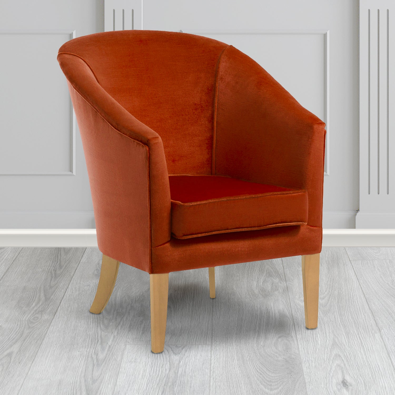 Burton Tub Chair in Noble 404 Henna Crib 5 Velvet Fabric - Water Resistant - The Tub Chair Shop