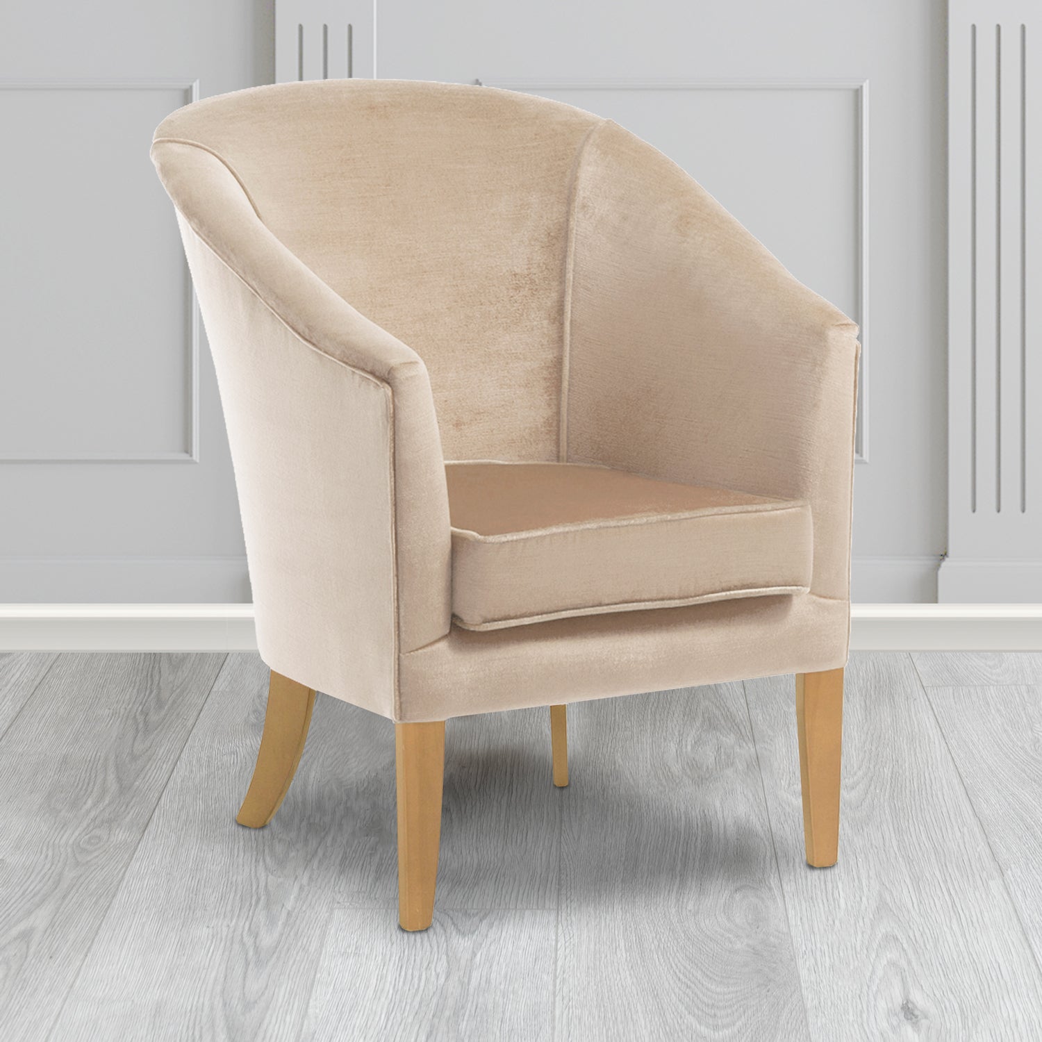 Burton Tub Chair in Noble 837 Stone Crib 5 Velvet Fabric - Water Resistant - The Tub Chair Shop
