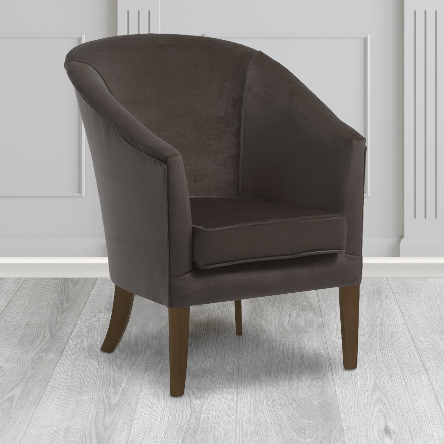 Burton Tub Chair in Noble 903 Charcoal Crib 5 Velvet Fabric - Water Resistant - The Tub Chair Shop