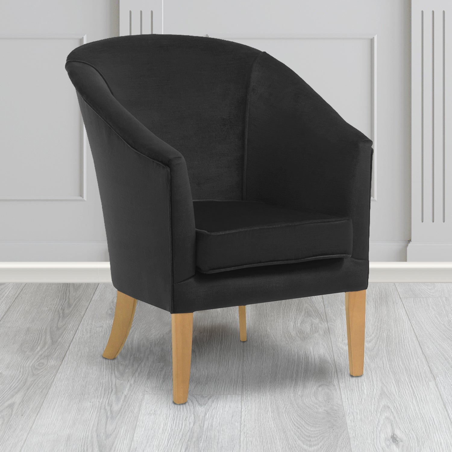 Burton Tub Chair in Noble 949 Noir Crib 5 Velvet Fabric - Water Resistant - The Tub Chair Shop