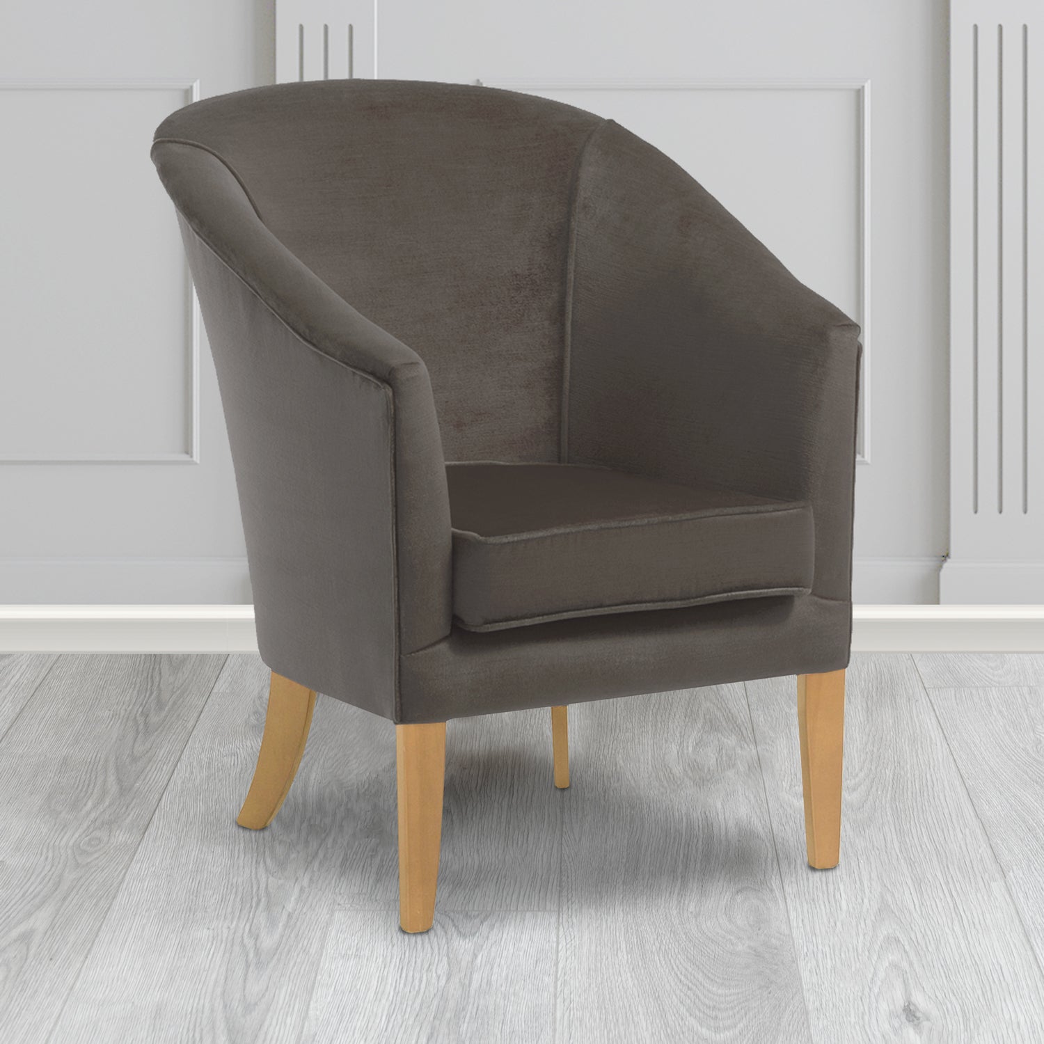 Burton Tub Chair in Noble 956 Lead Crib 5 Velvet Fabric - Water Resistant - The Tub Chair Shop