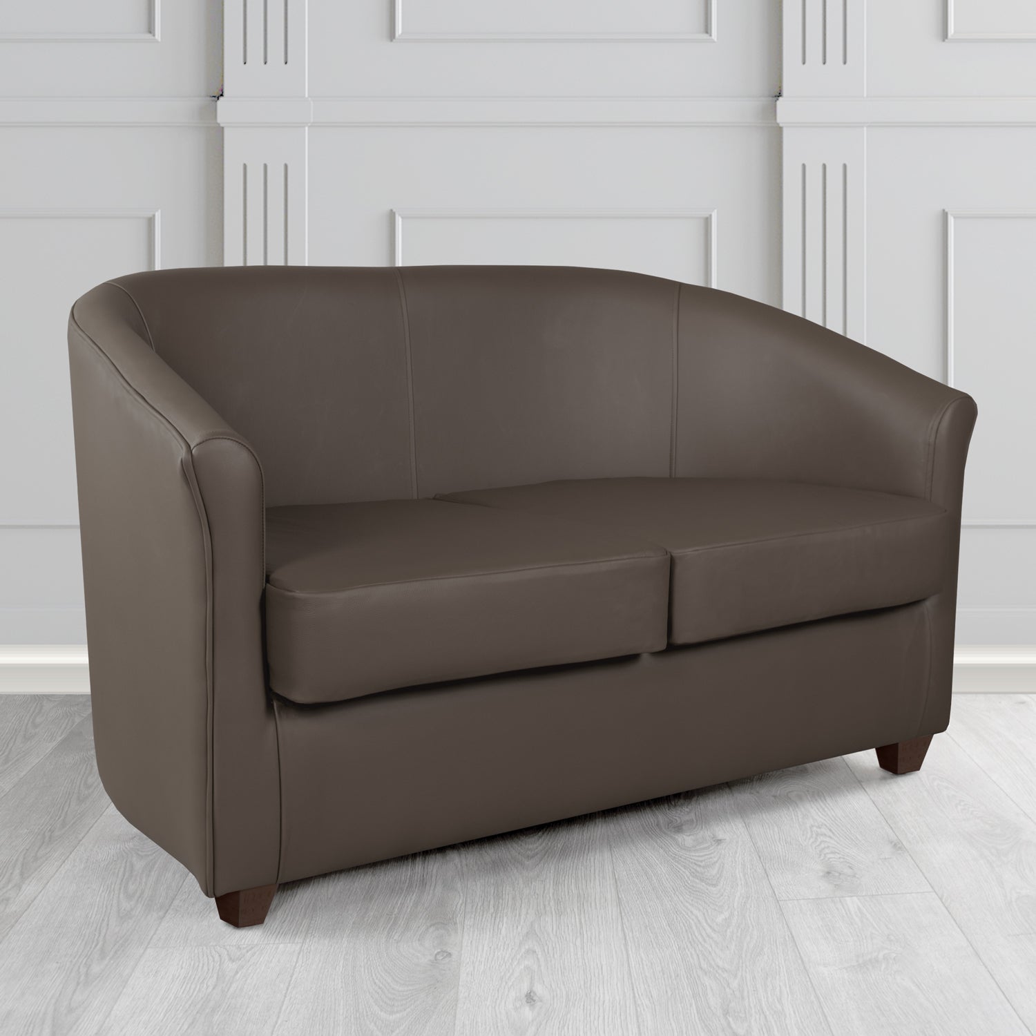 Cannes 2 Seater Tub Sofa in Madrid Chocolate Faux Leather - The Tub Chair Shop