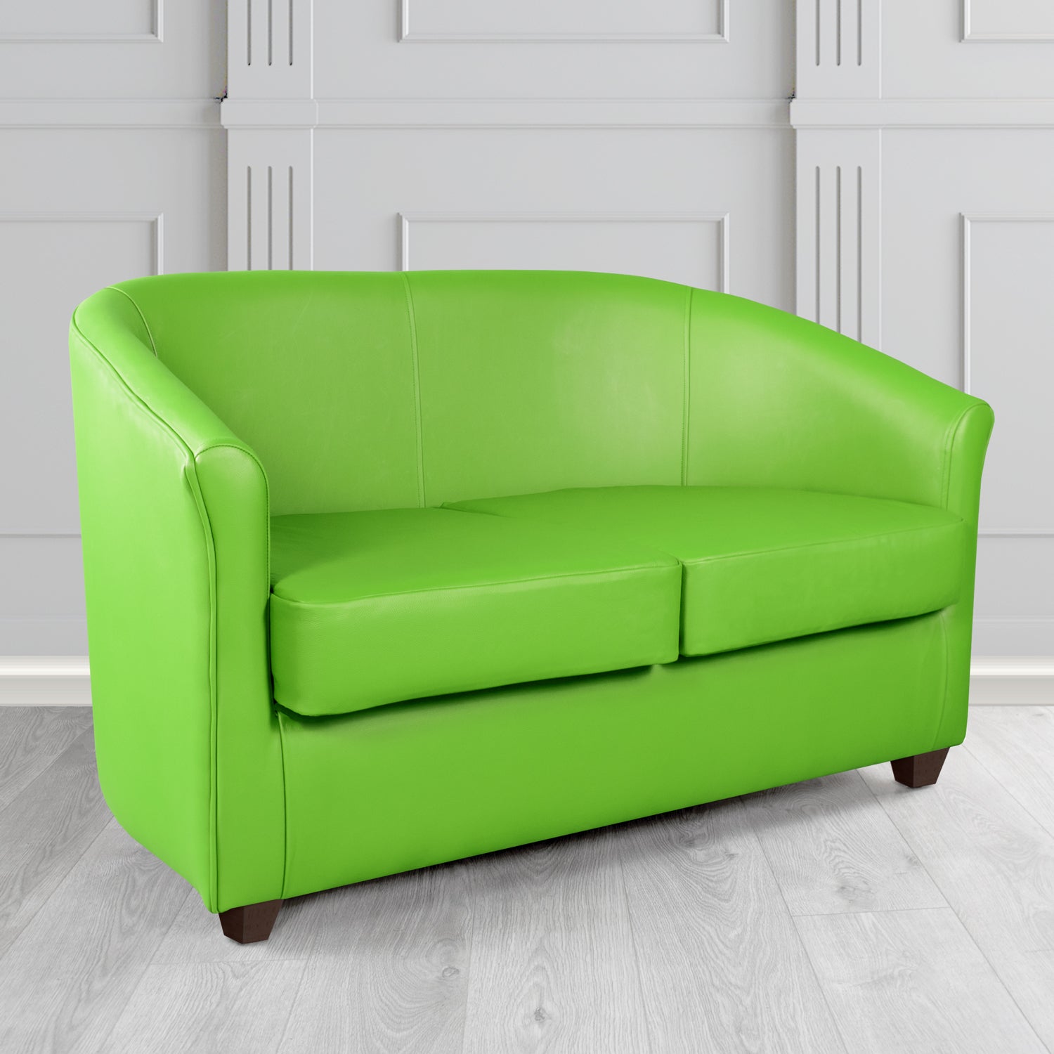 Cannes 2 Seater Tub Sofa in Madrid Lime Faux Leather - The Tub Chair Shop