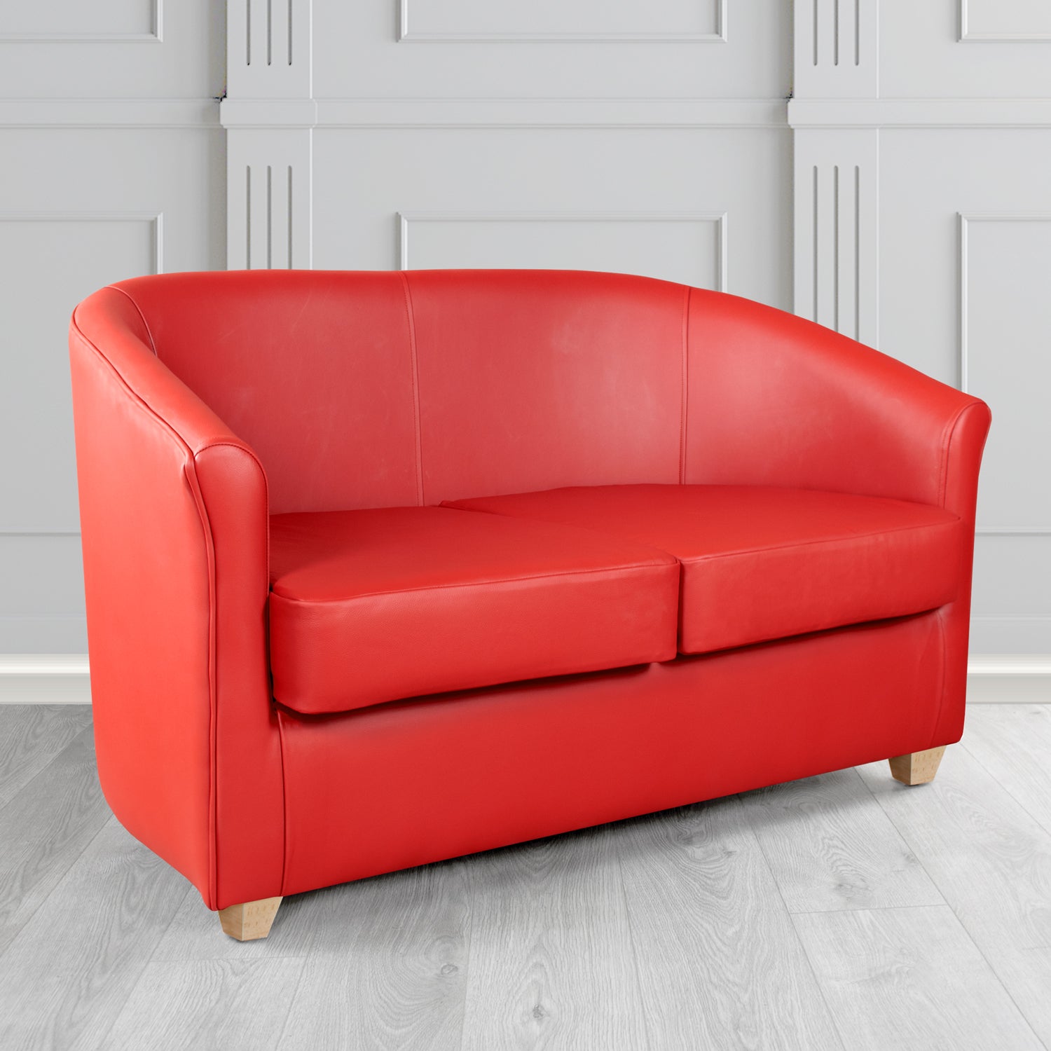 Cannes 2 Seater Tub Sofa in Madrid Rouge Faux Leather - The Tub Chair Shop