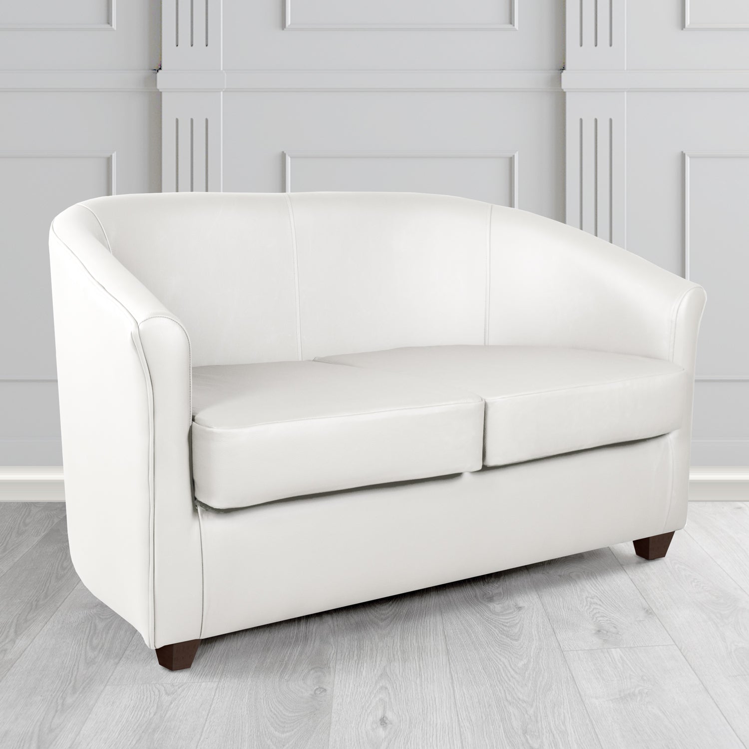Cannes 2 Seater Tub Sofa in Madrid White Faux Leather