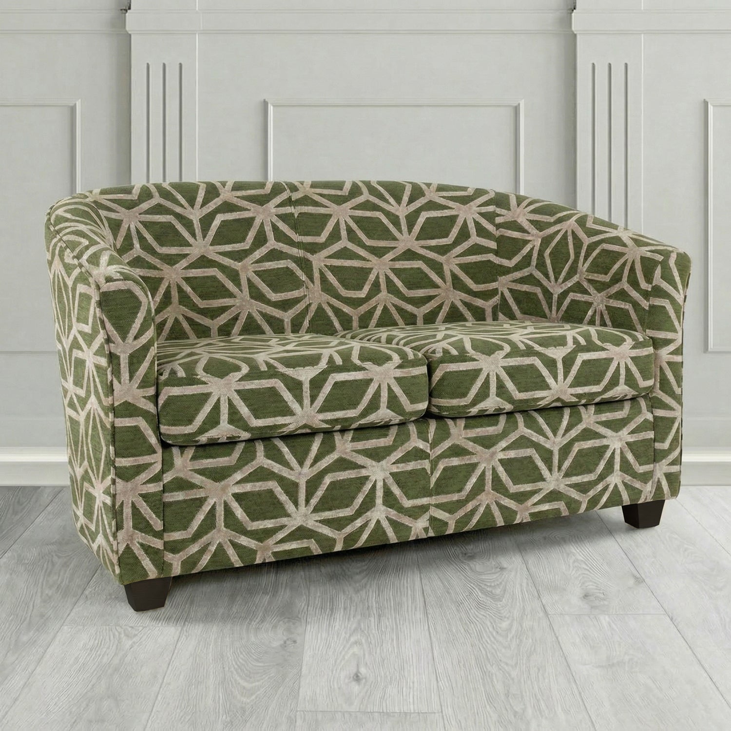 Cannes 2 Seater Tub Sofa in Panaz Fabrics Lexington Corinthia Geometric Crib 5 Velvet Fabric