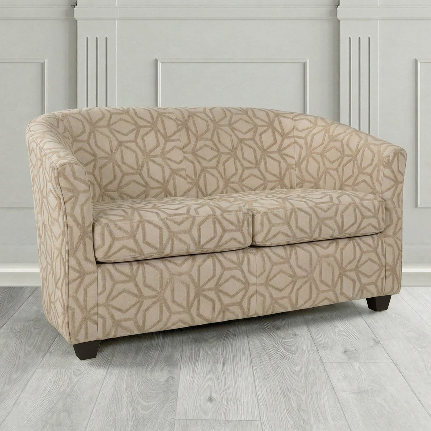 Cannes 2 Seater Tub Sofa in Panaz Fabrics Lexington Corinthia Geometric Crib 5 Velvet Fabric