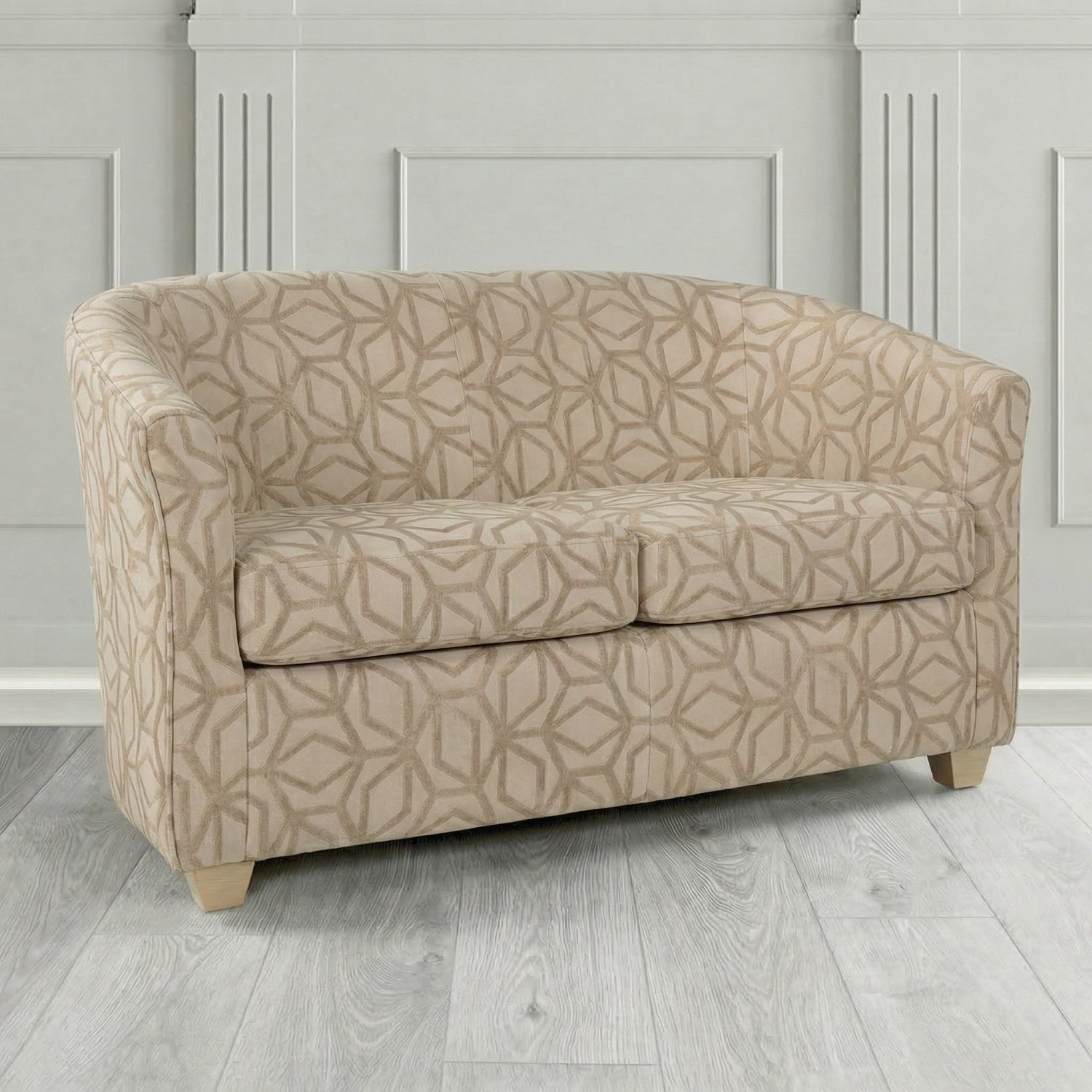 Cannes 2 Seater Tub Sofa in Panaz Fabrics Lexington Corinthia Geometric Crib 5 Velvet Fabric