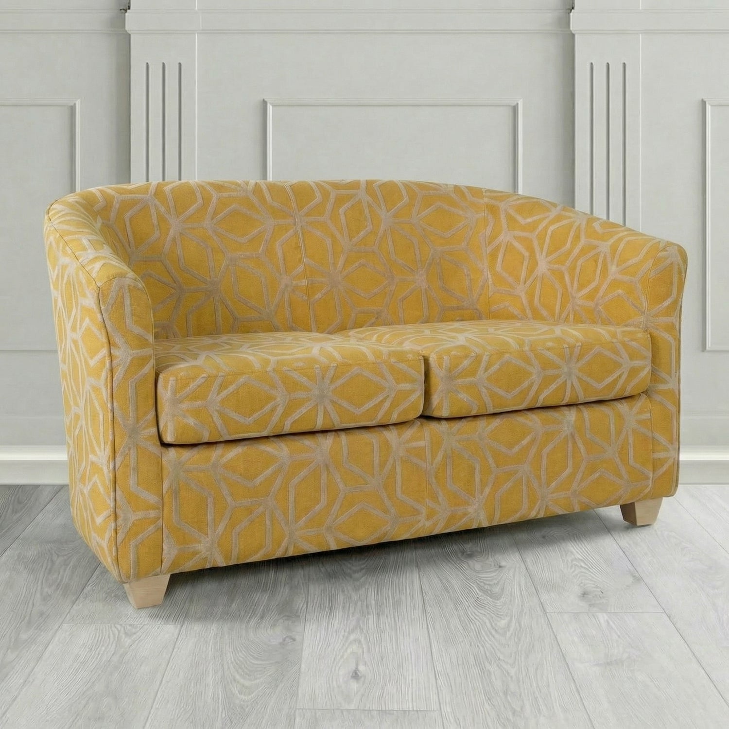 Cannes 2 Seater Tub Sofa in Panaz Fabrics Lexington Corinthia Geometric Crib 5 Velvet Fabric