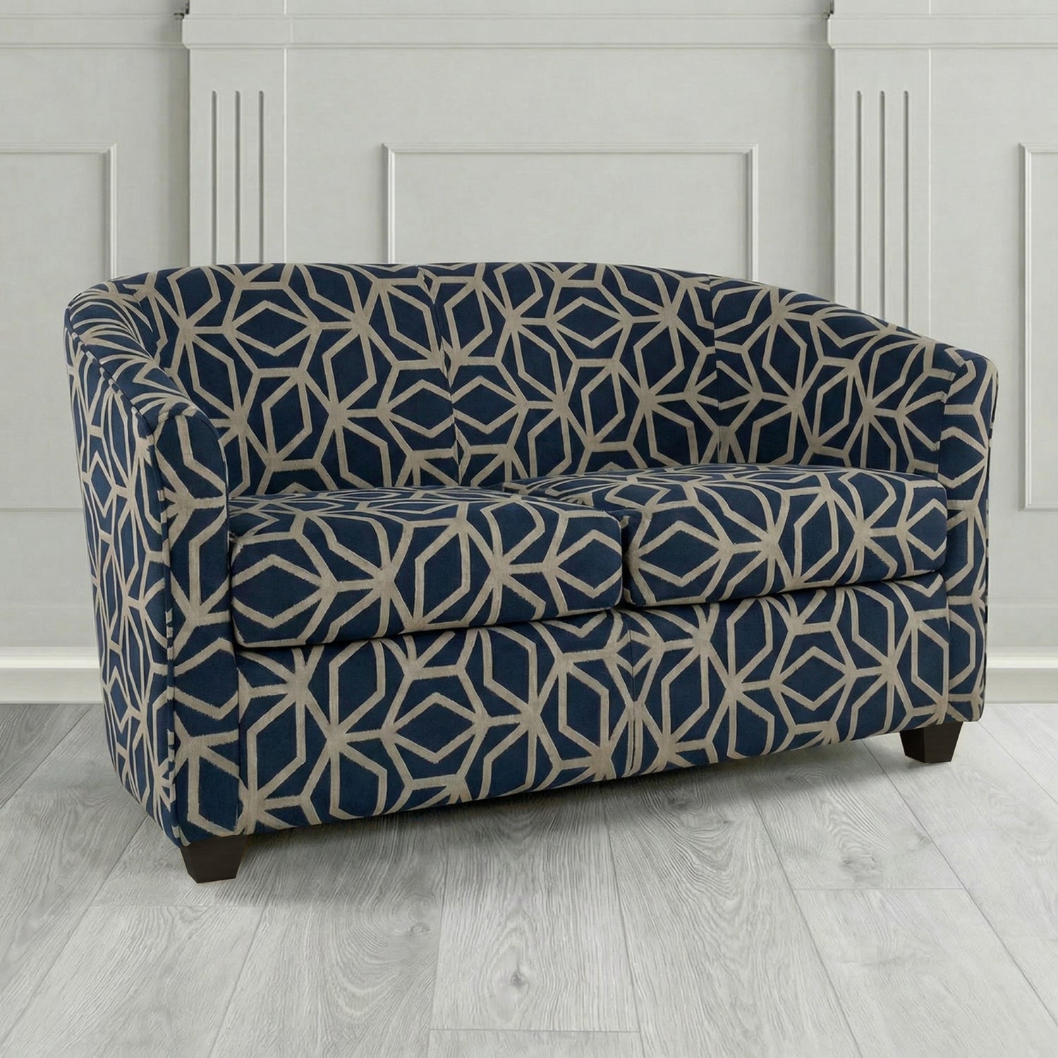 Cannes 2 Seater Tub Sofa in Panaz Fabrics Lexington Corinthia Geometric Crib 5 Velvet Fabric