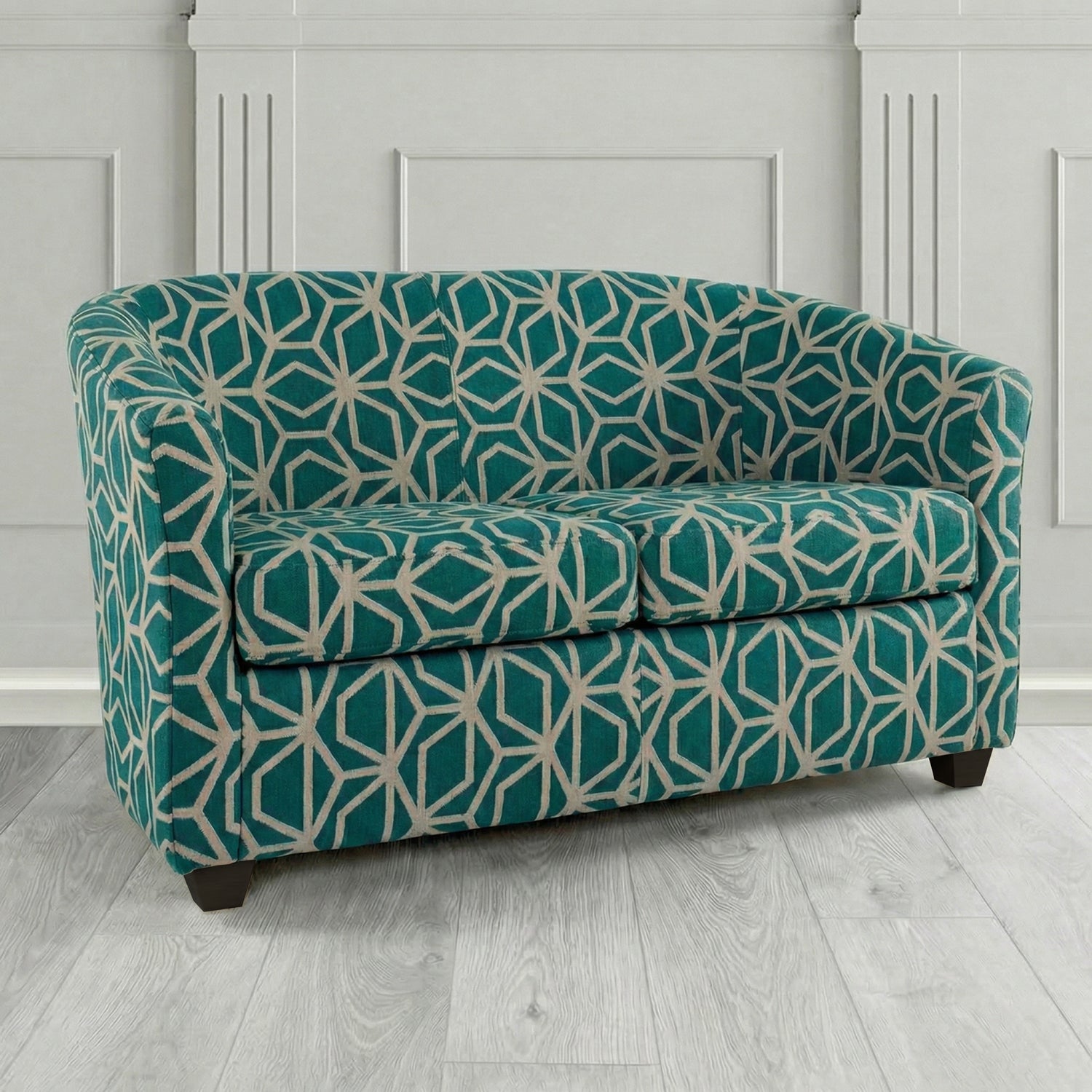 Cannes 2 Seater Tub Sofa in Panaz Fabrics Lexington Corinthia Geometric Crib 5 Velvet Fabric