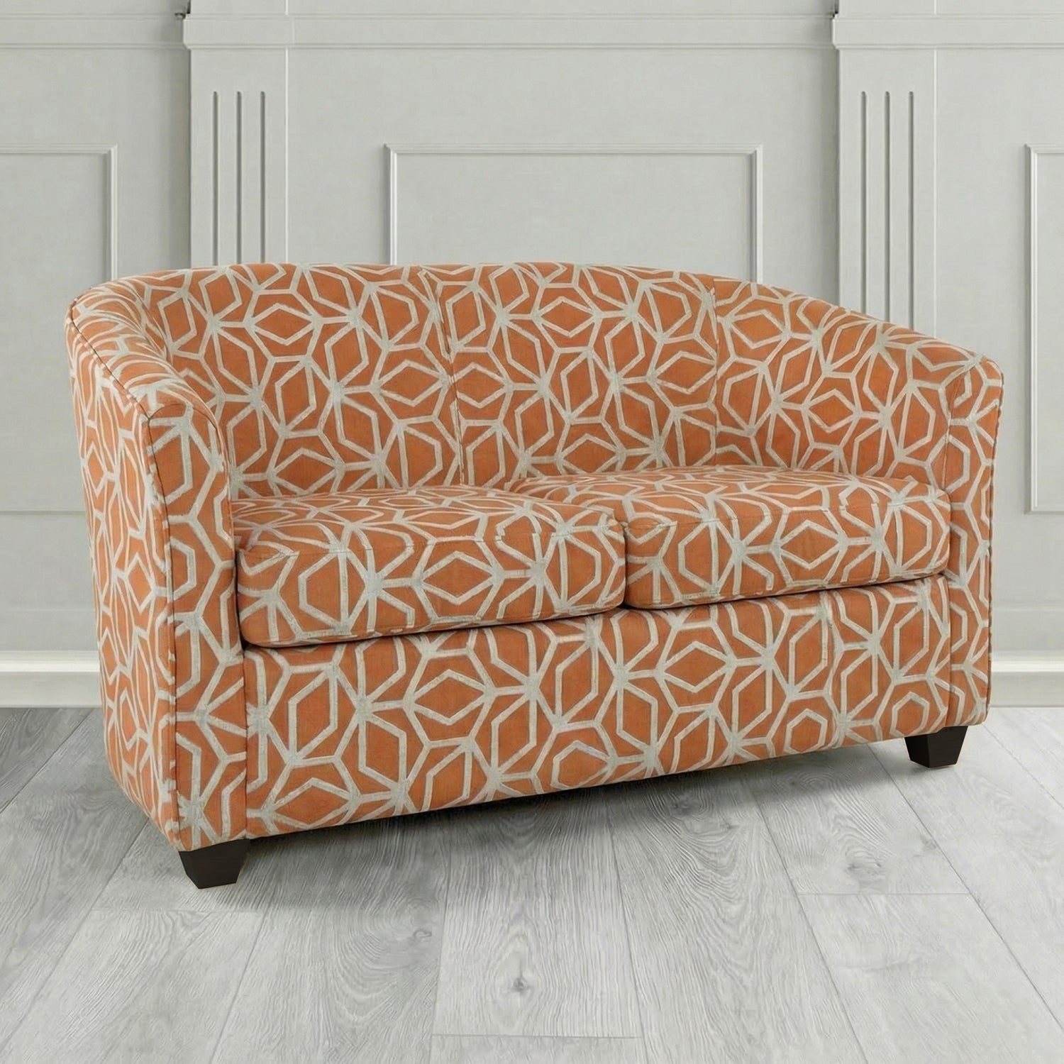 Cannes 2 Seater Tub Sofa in Panaz Fabrics Lexington Corinthia Geometric Crib 5 Velvet Fabric