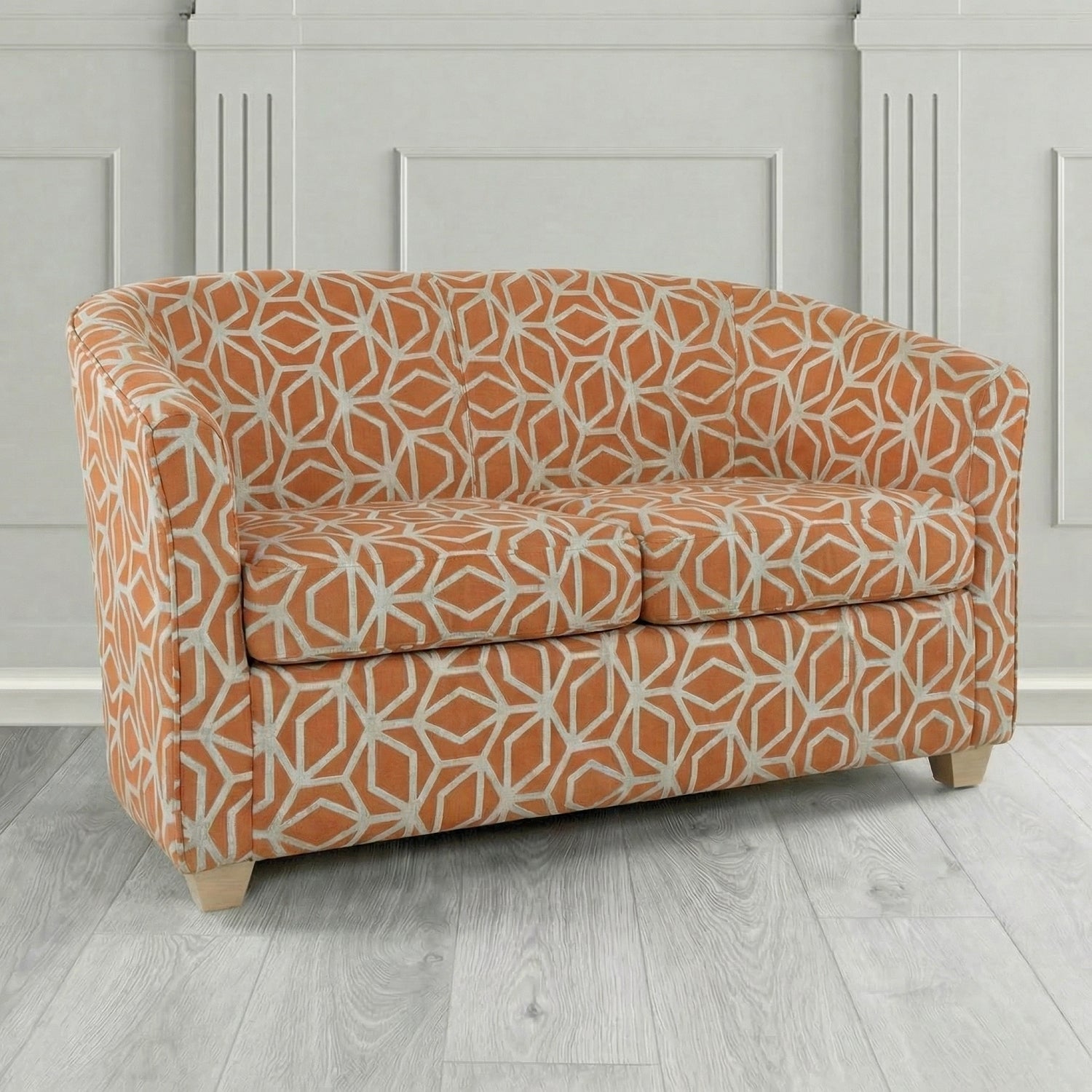 Cannes 2 Seater Tub Sofa in Panaz Fabrics Lexington Corinthia Geometric Crib 5 Velvet Fabric